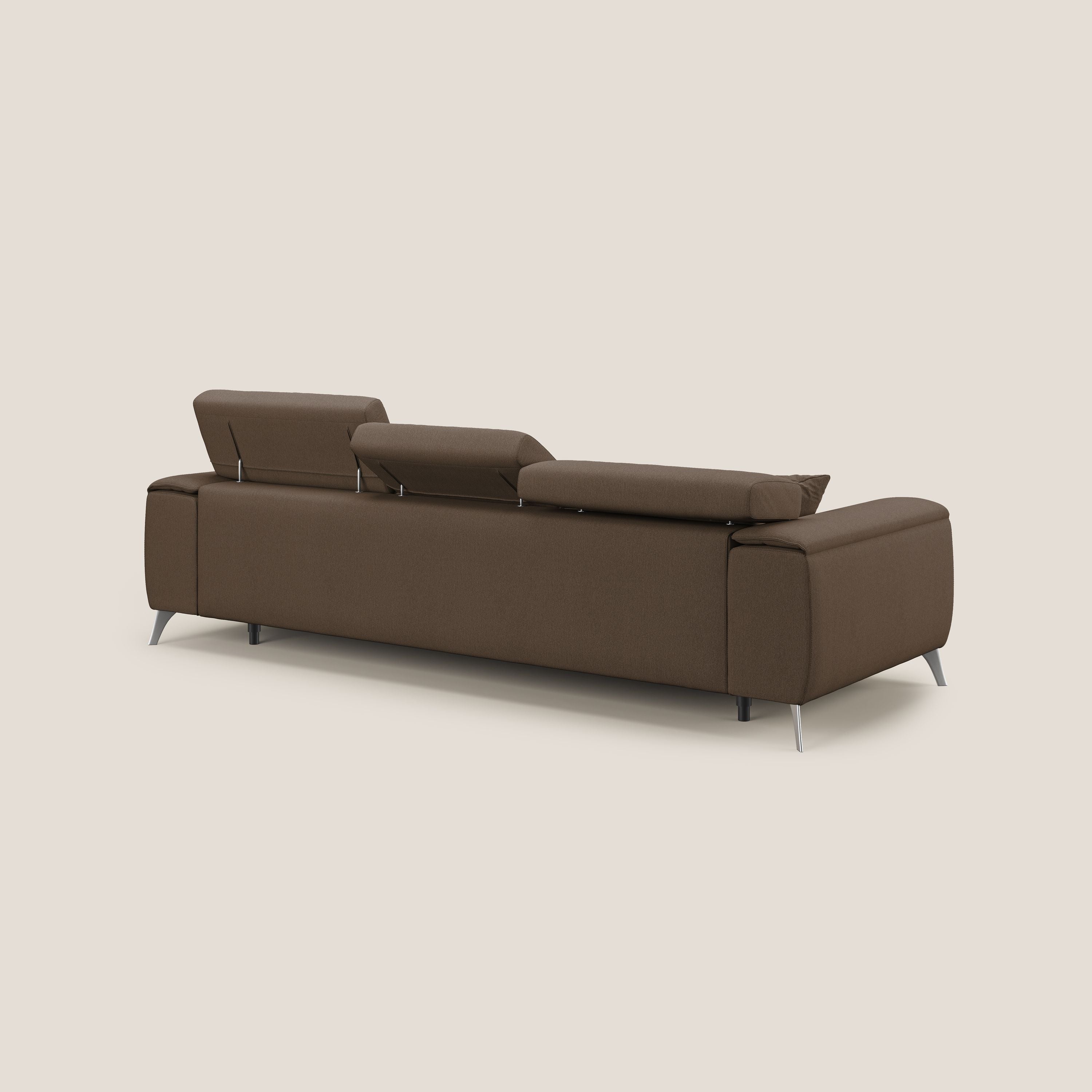 Fusion Canapé avec 3 assises coulissantes en tissu doux antitache T05 marron - Image 5