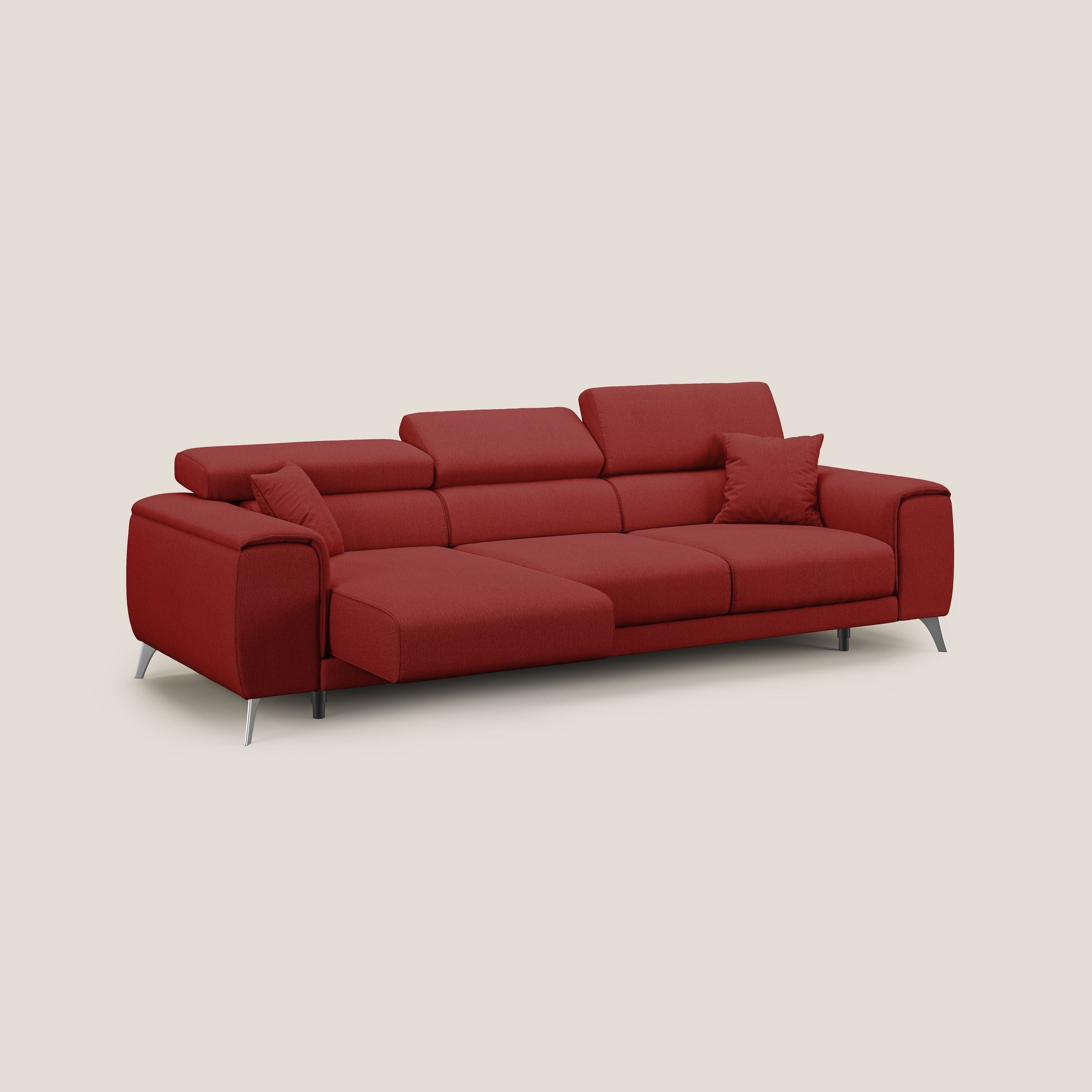 Fusion Canapé avec 3 assises coulissantes en tissu doux antitache T05 rouge - Image 2