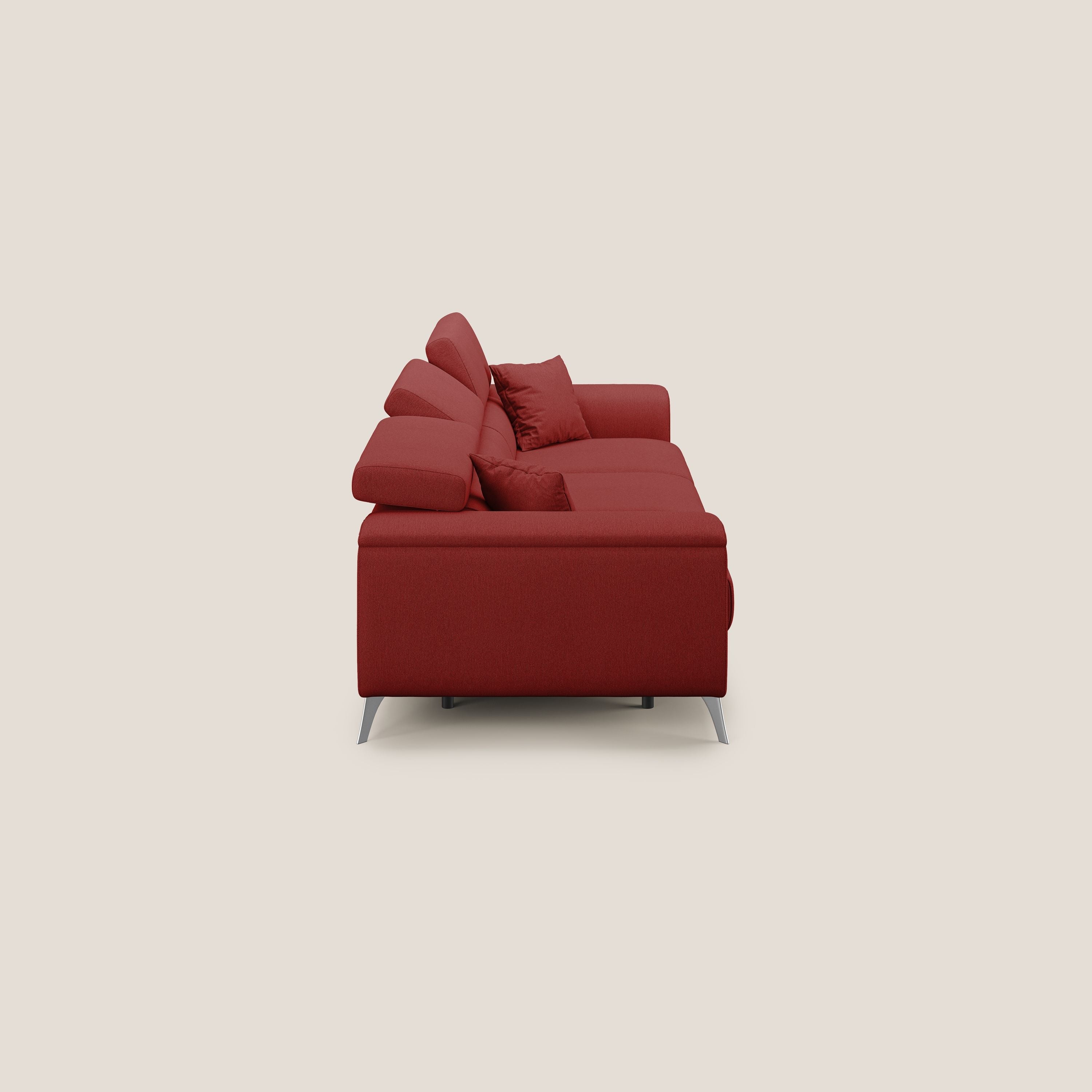 Fusion Canapé avec 3 assises coulissantes en tissu doux antitache T05 rouge - Image 4