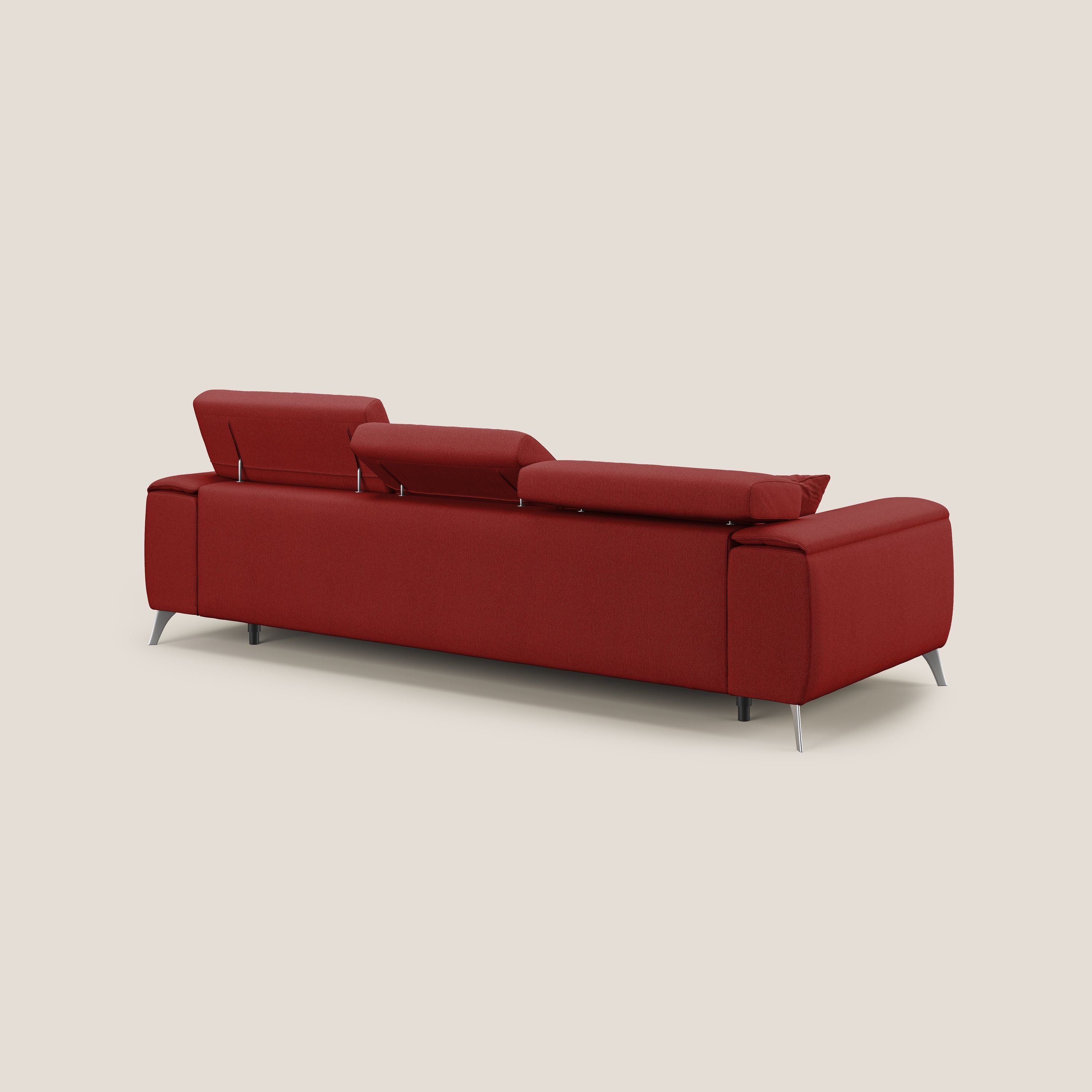 Fusion Canapé avec 3 assises coulissantes en tissu doux antitache T05 rouge - Image 5