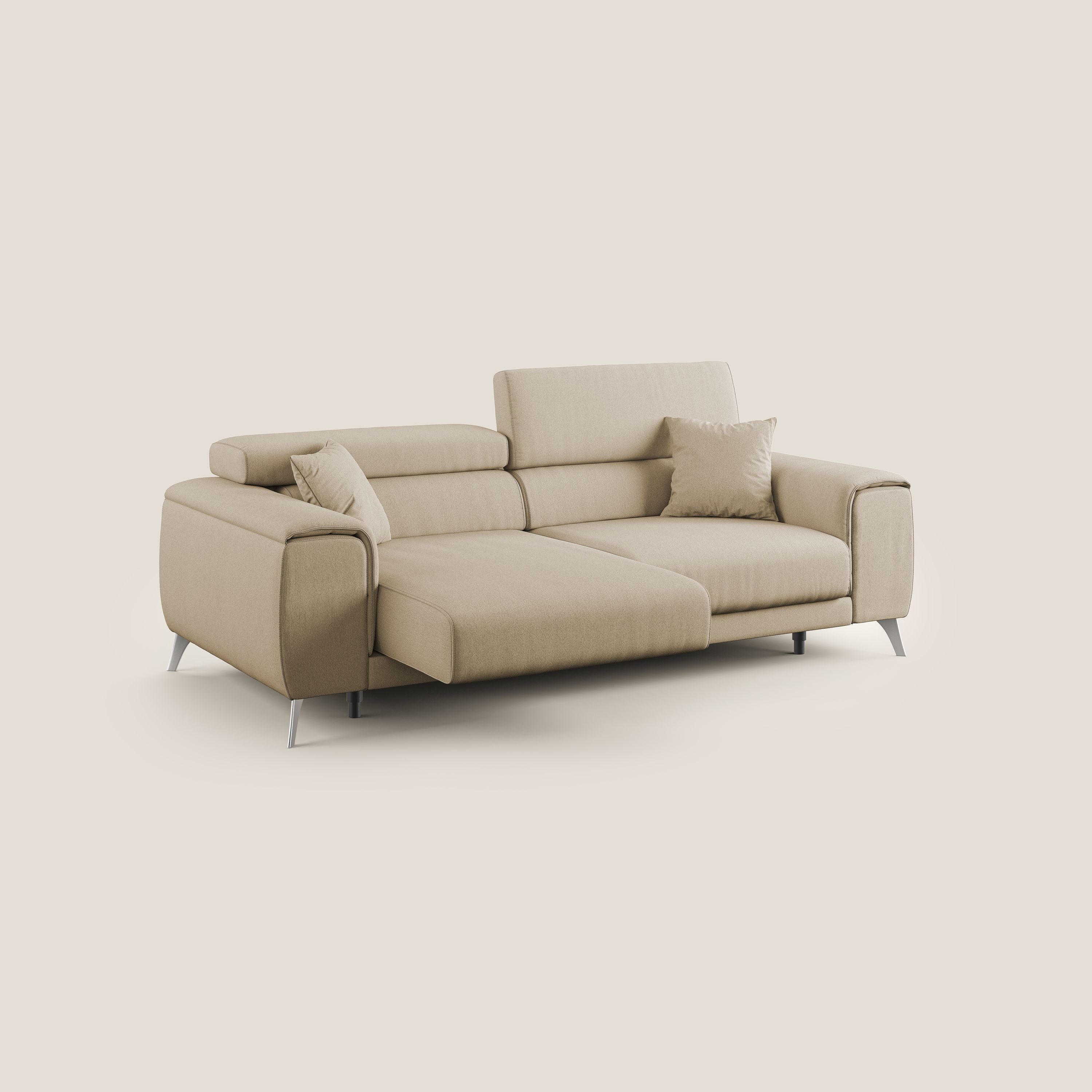 Fusion Canapé avec assises coulissantes en tissu doux antitache T05 beige - Image 2
