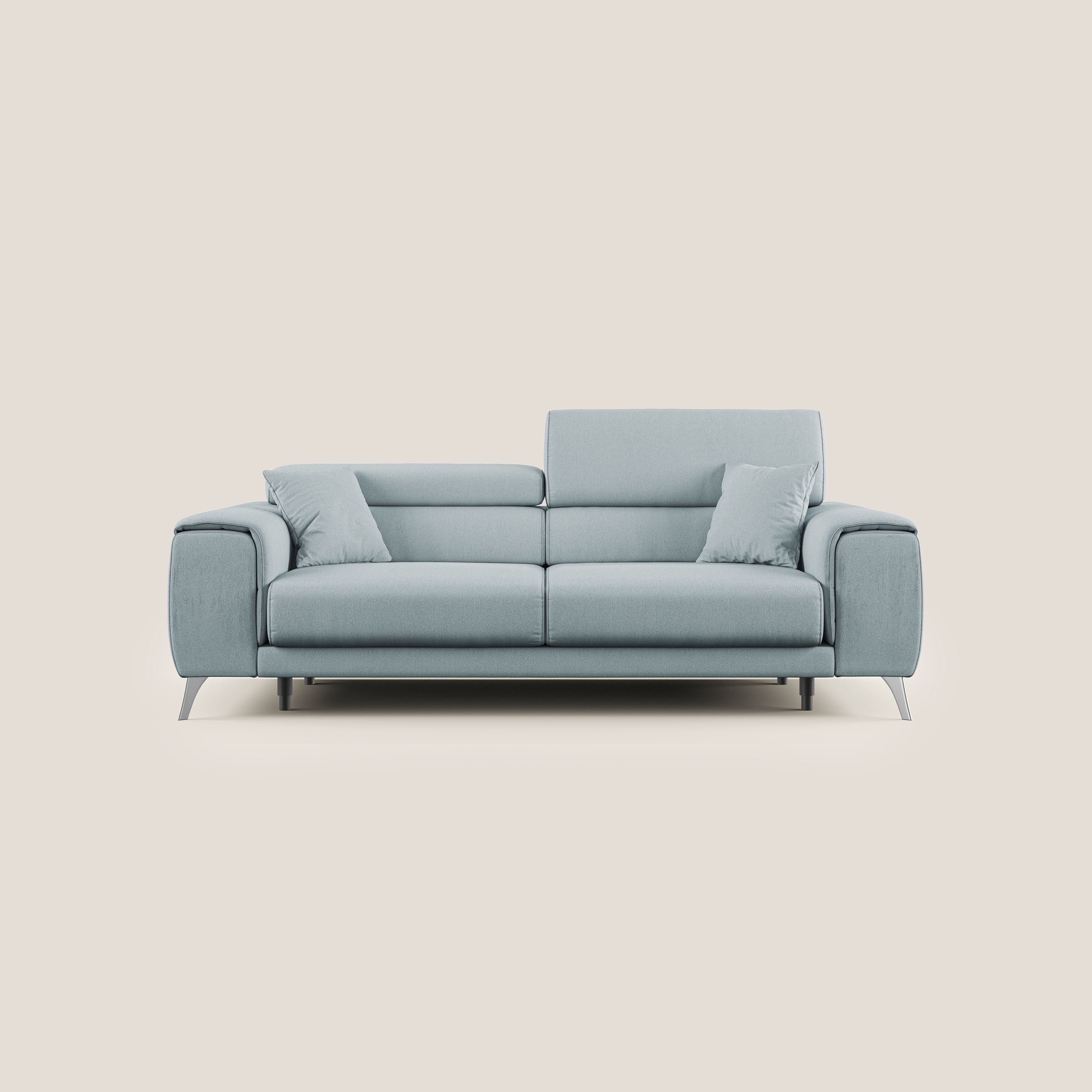 Fusion Canapé avec assises coulissantes en tissu doux antitache T05 bleu gris