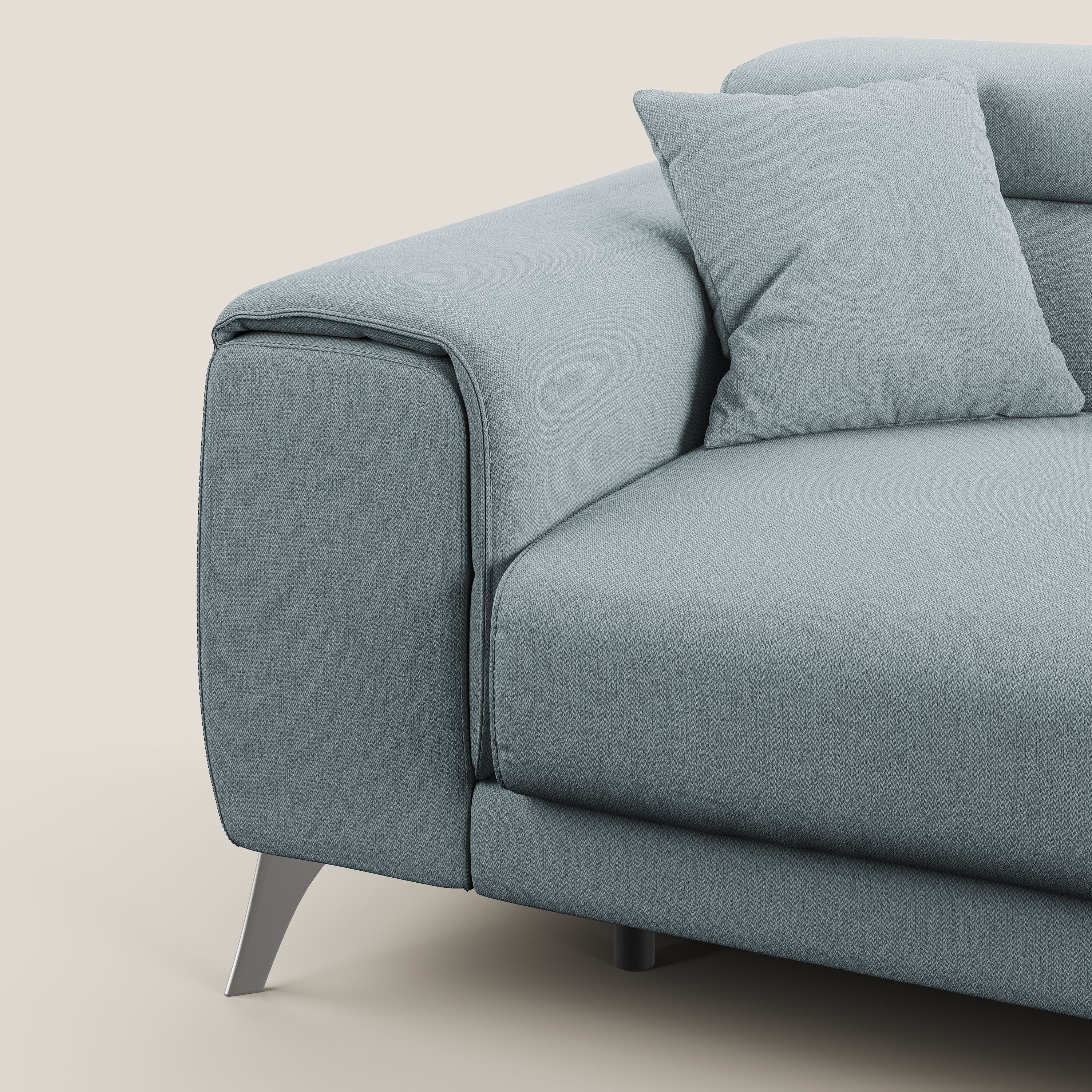 Fusion Canapé avec assises coulissantes en tissu doux antitache T05 bleu gris - Image 8