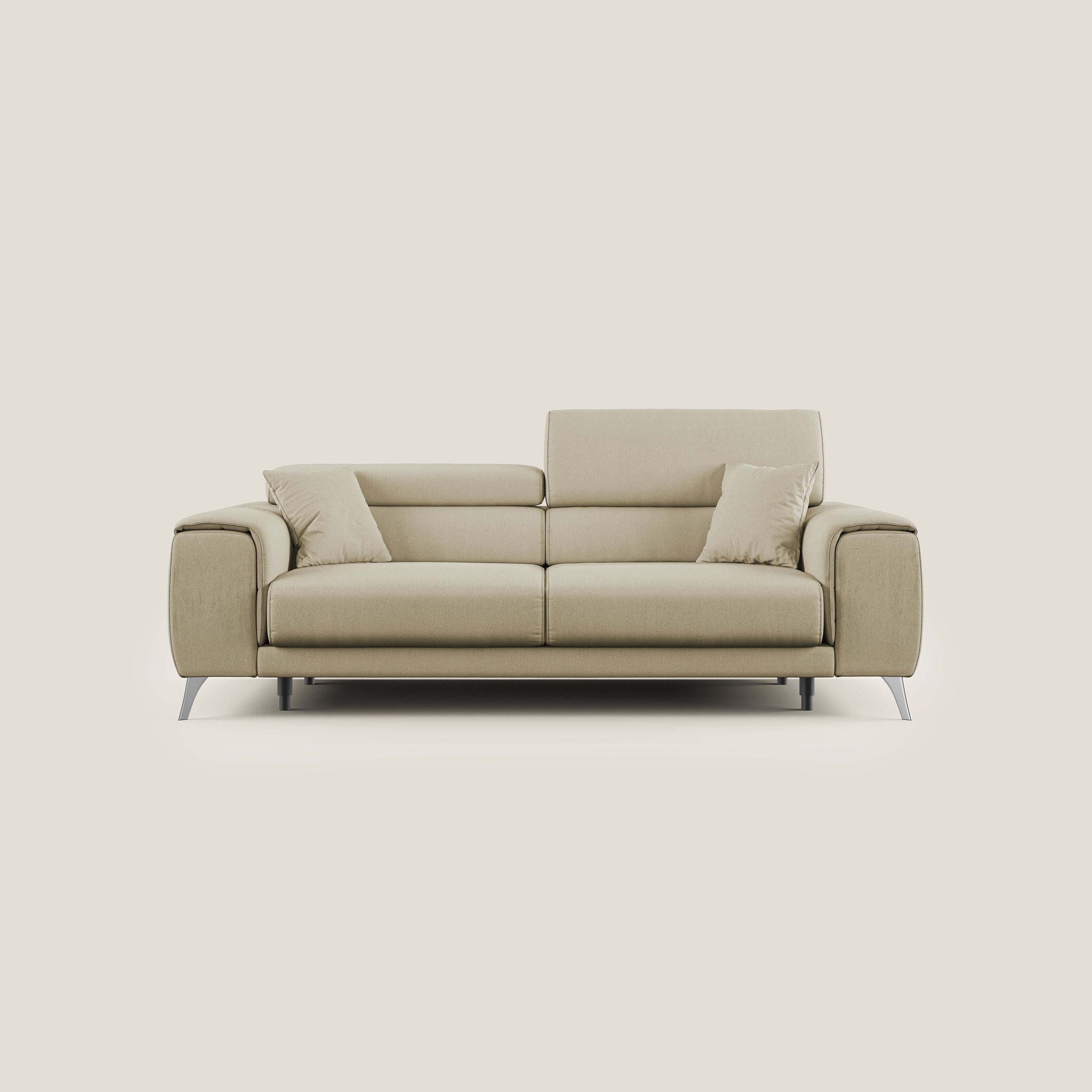 Fusion Canapé avec assises coulissantes en tissu doux antitache T05 chameau