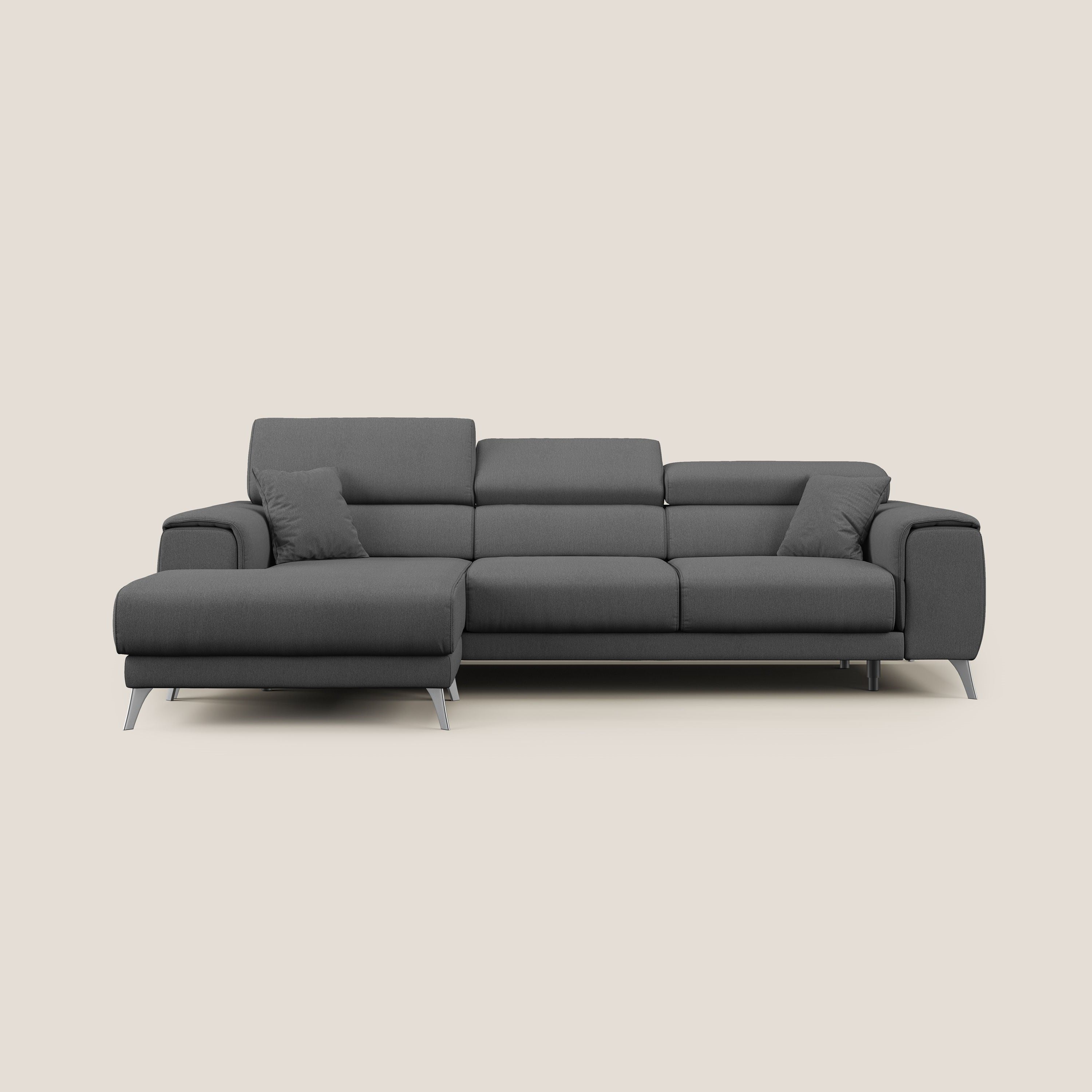 Fusion Canapé d'angle avec assises amovibles en tissu doux antitache T05 anthracite - Image 10