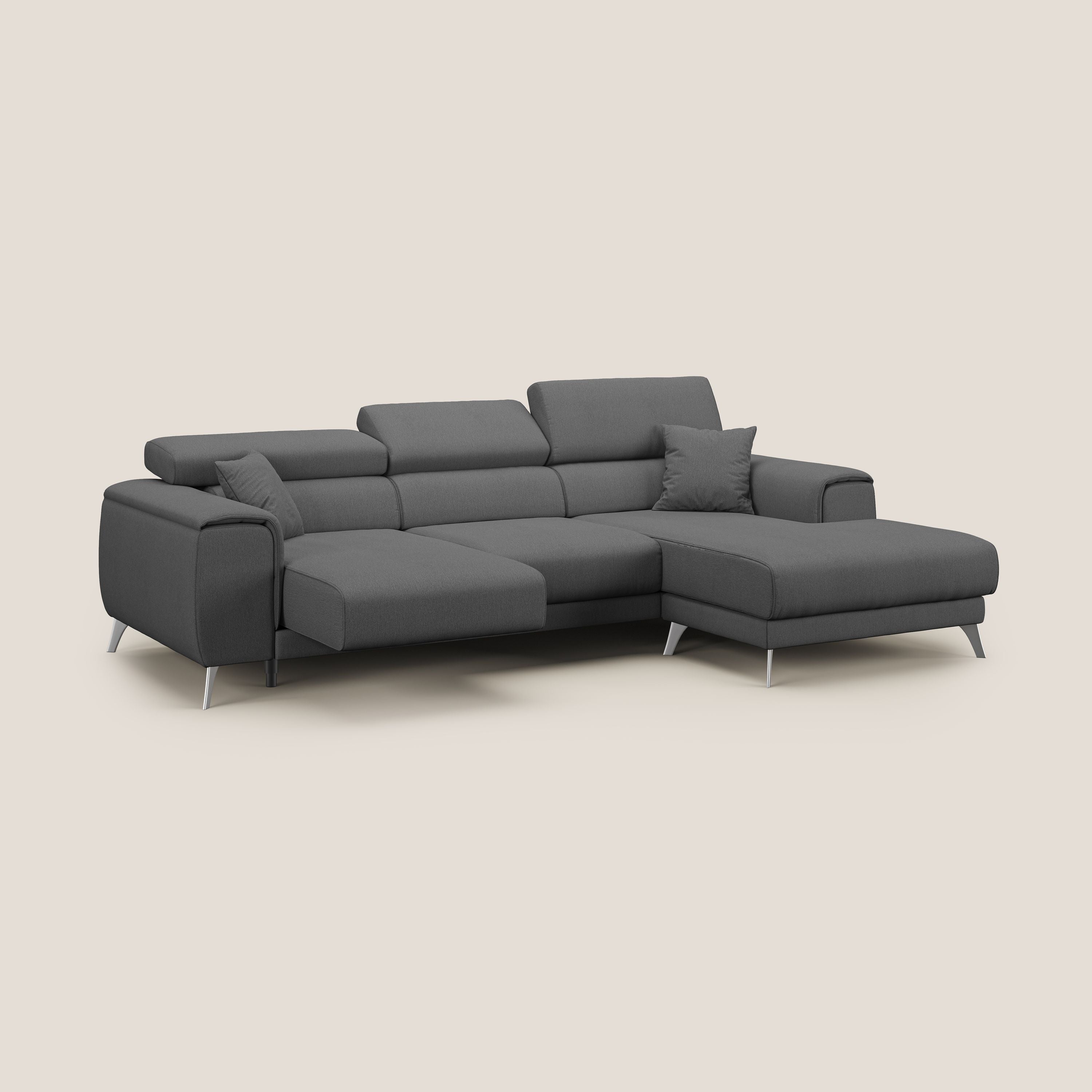 Fusion Canapé d'angle avec assises amovibles en tissu doux antitache T05 anthracite - Image 2