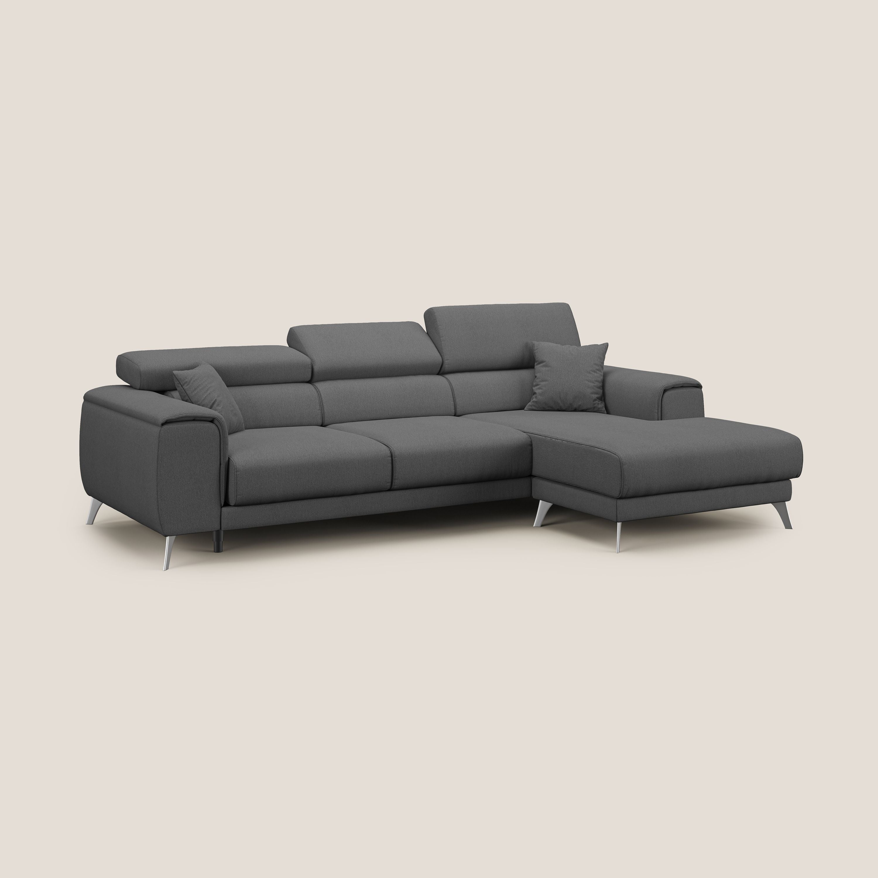 Fusion Canapé d'angle avec assises amovibles en tissu doux antitache T05 anthracite - Image 3