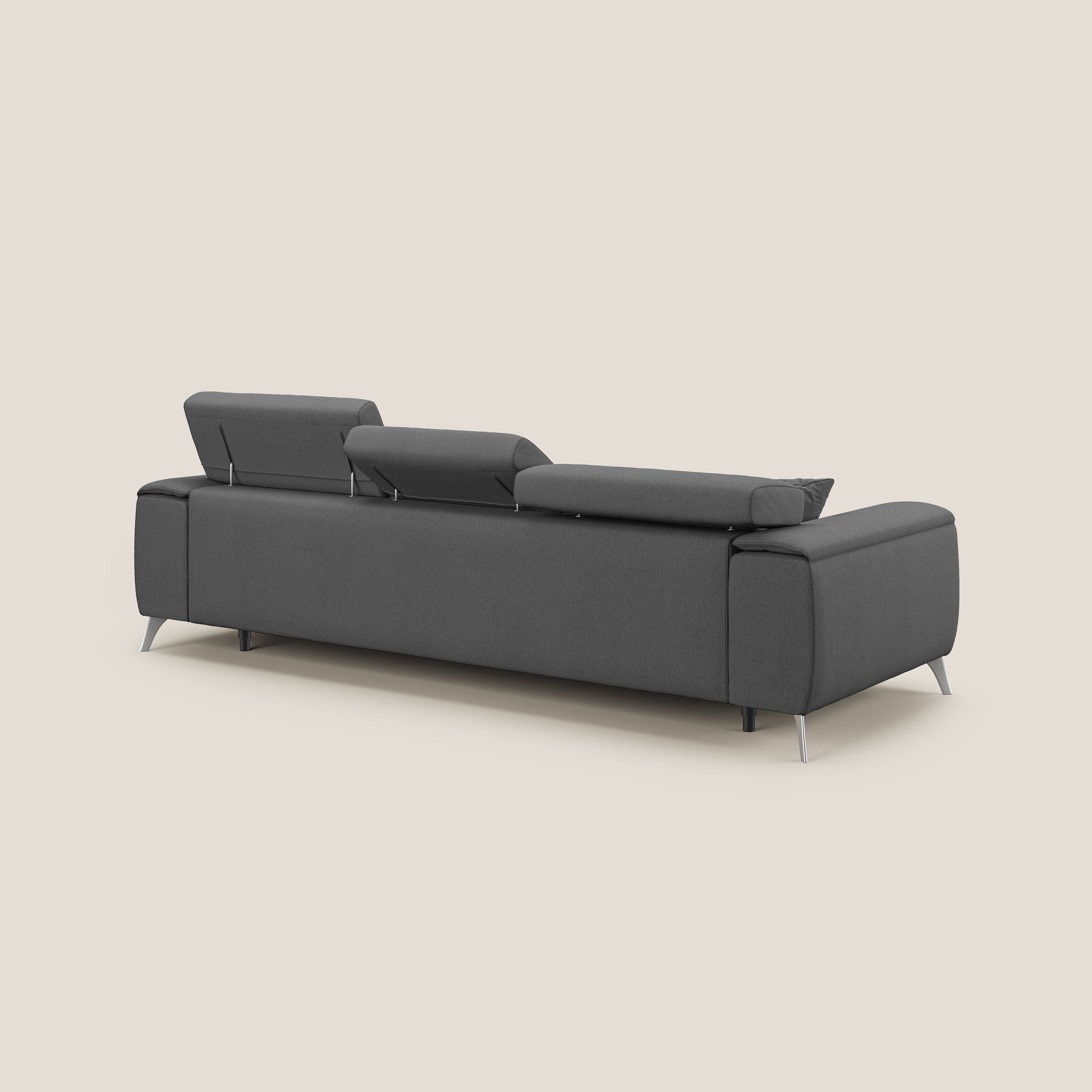 Fusion Canapé d'angle avec assises amovibles en tissu doux antitache T05 anthracite - Image 5