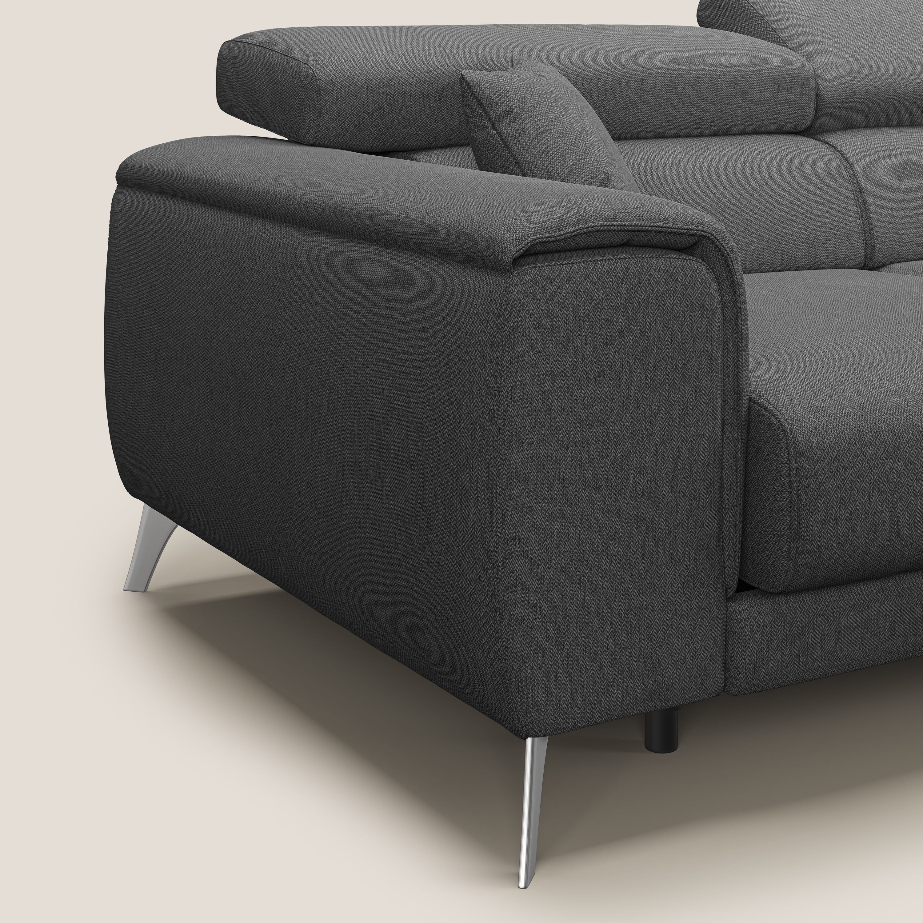 Fusion Canapé d'angle avec assises amovibles en tissu doux antitache T05 anthracite - Image 6