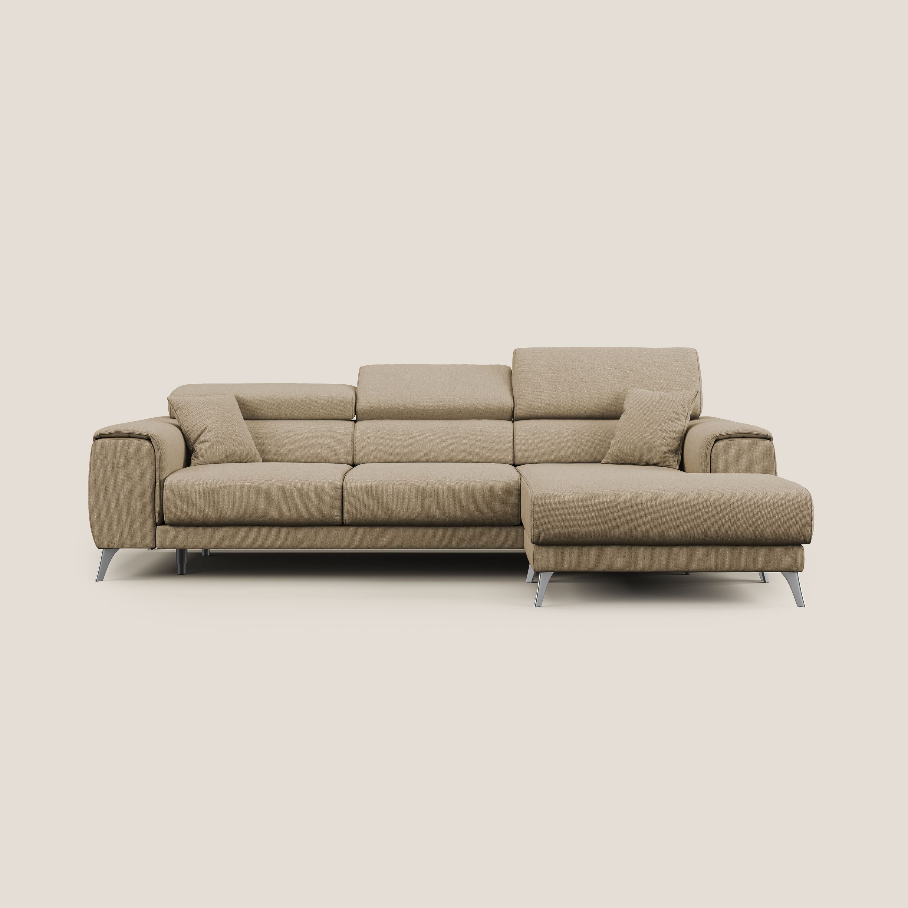 Fusion Canapé d'angle avec assises amovibles en tissu doux antitache T05 beige