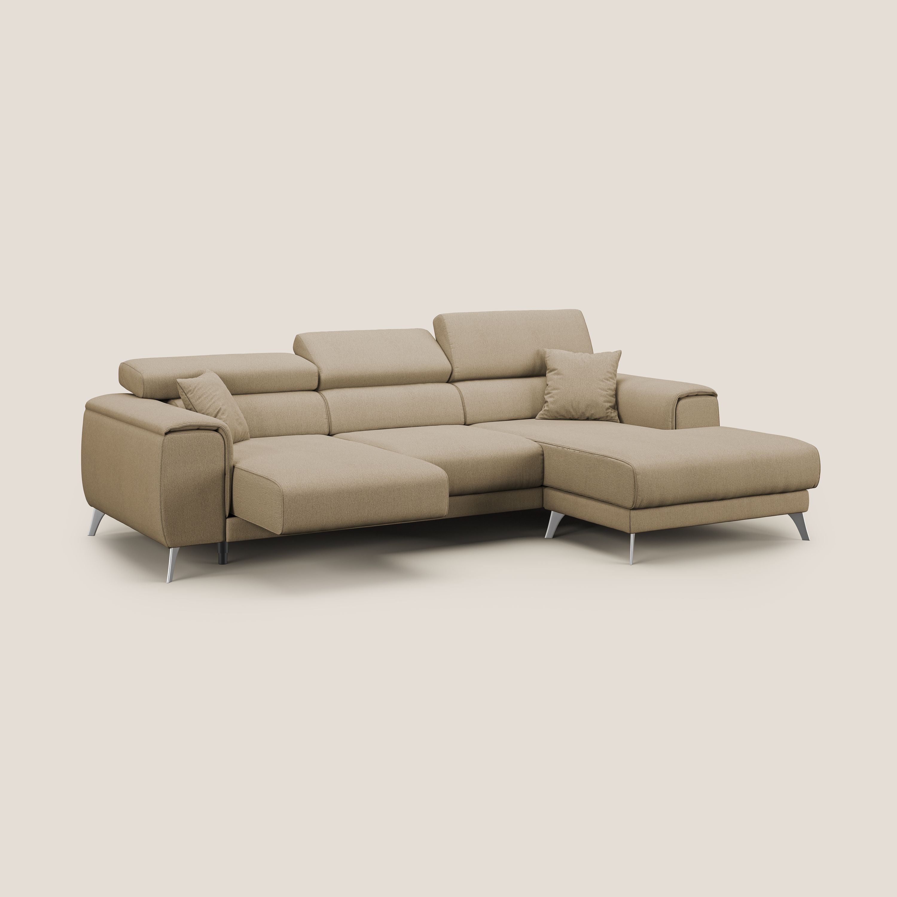 Fusion Canapé d'angle avec assises amovibles en tissu doux antitache T05 beige - Image 2