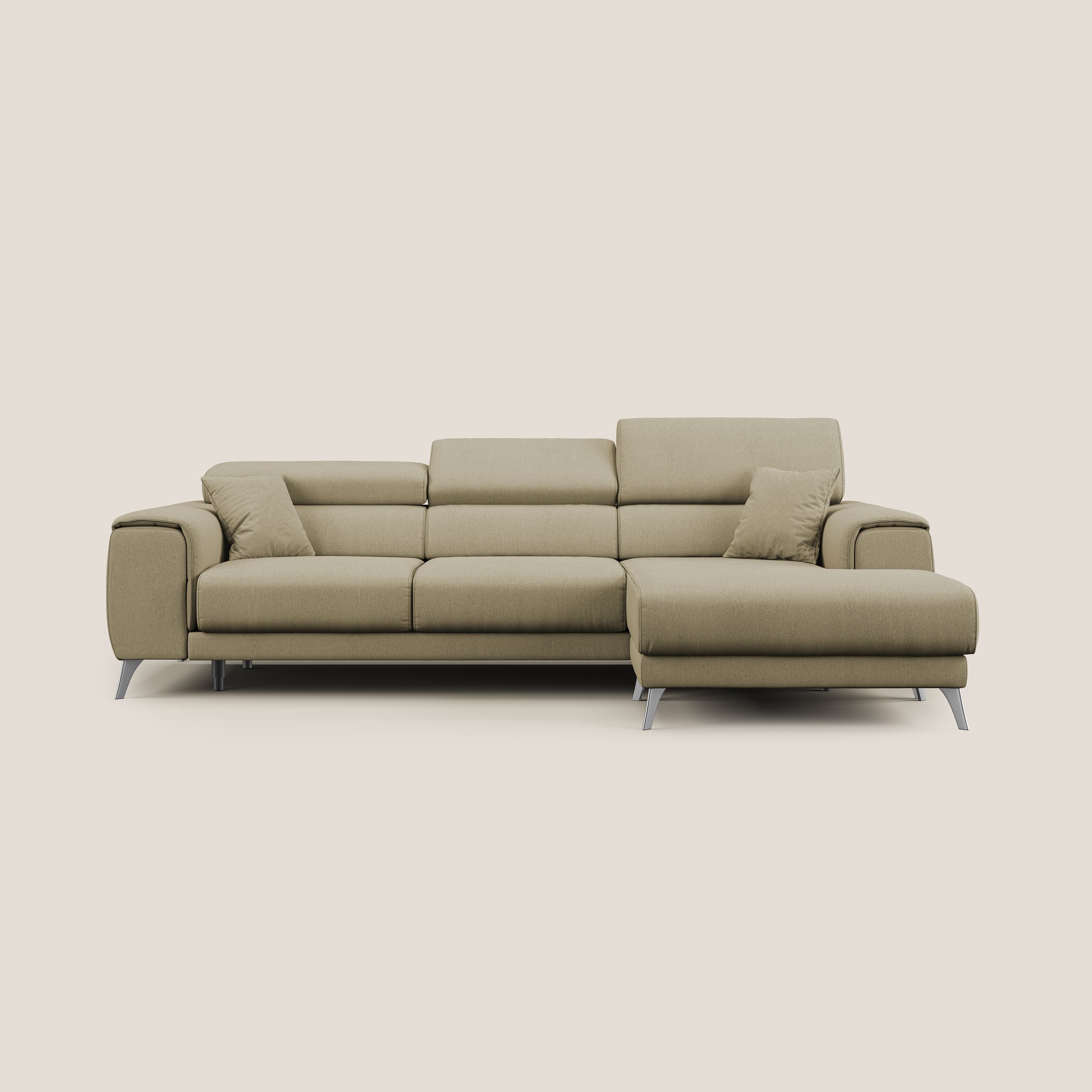 Fusion Canapé d'angle avec assises amovibles en tissu doux antitache T05 chameau
