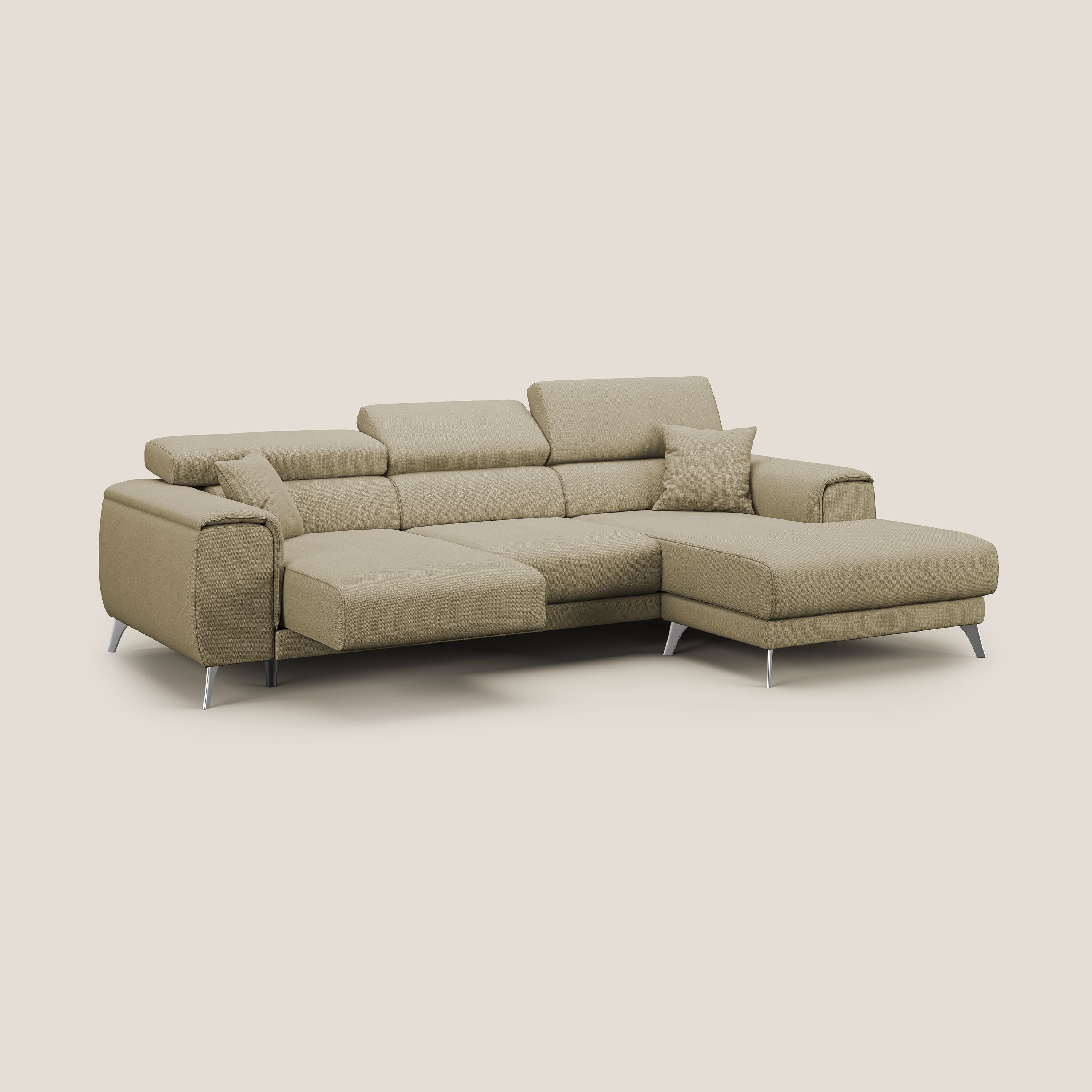 Fusion Canapé d'angle avec assises amovibles en tissu doux antitache T05 chameau - Image 2