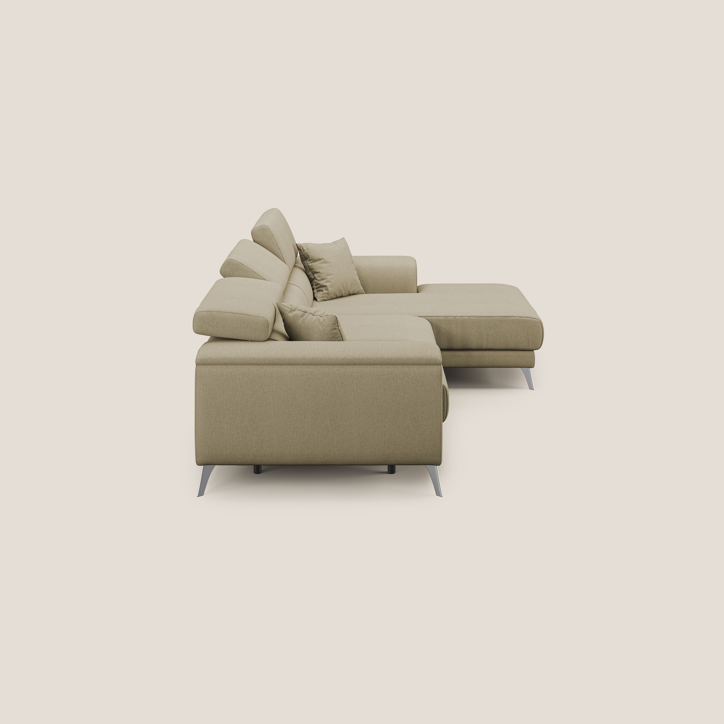Fusion Canapé d'angle avec assises amovibles en tissu doux antitache T05 chameau - Image 4