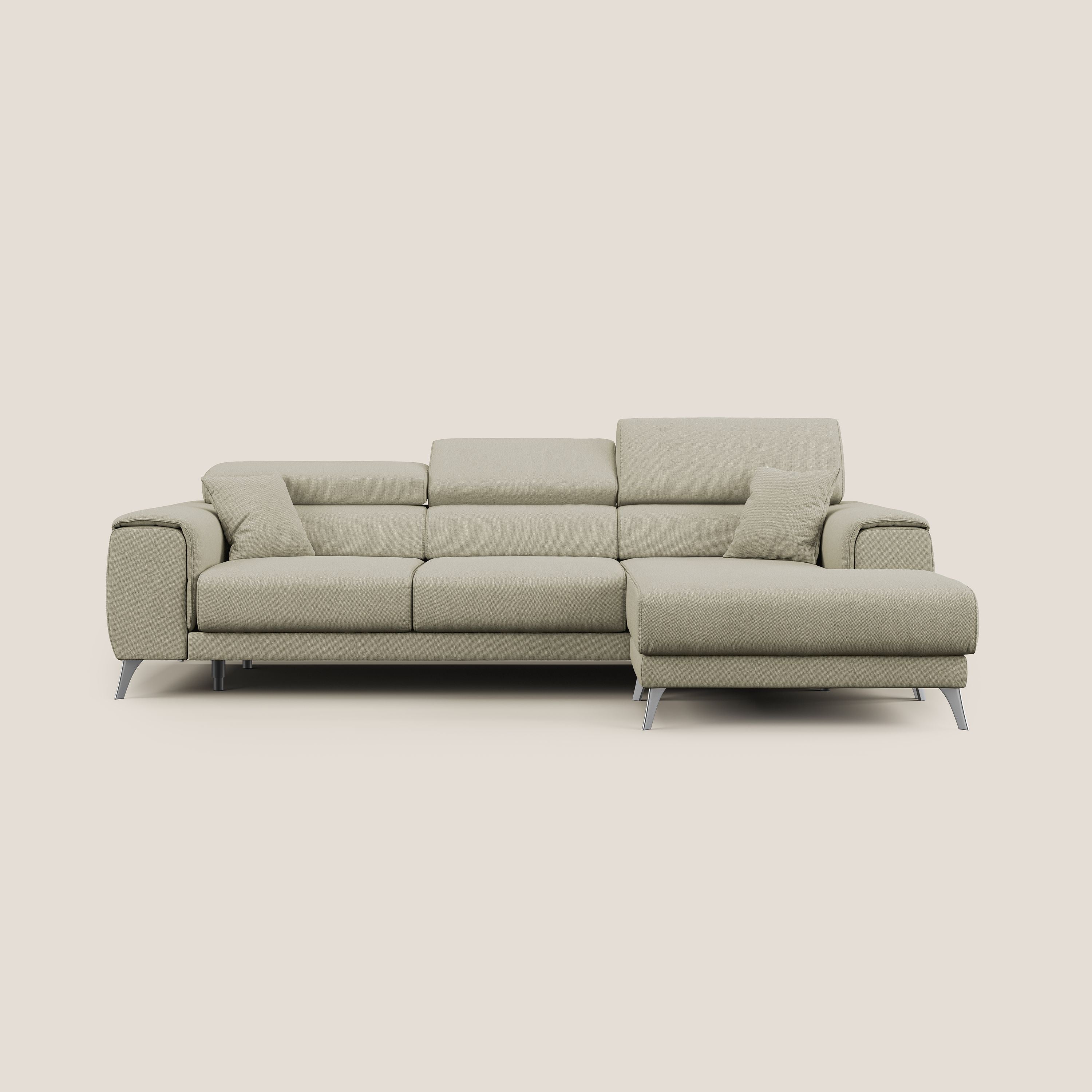 Fusion Canapé d'angle avec assises amovibles en tissu doux antitache T05 crème