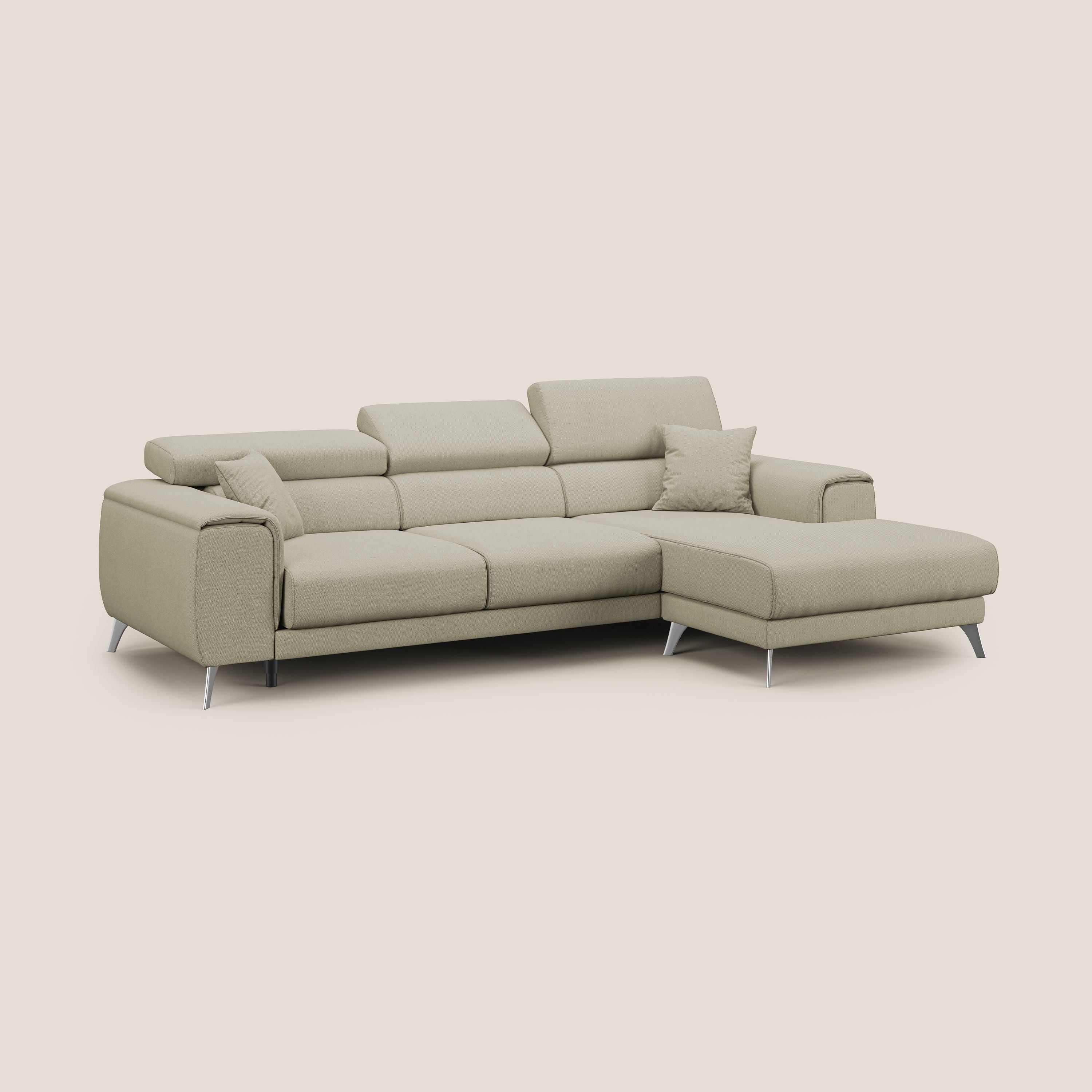 Fusion Canapé d'angle avec assises amovibles en tissu doux antitache T05 crème - Image 3