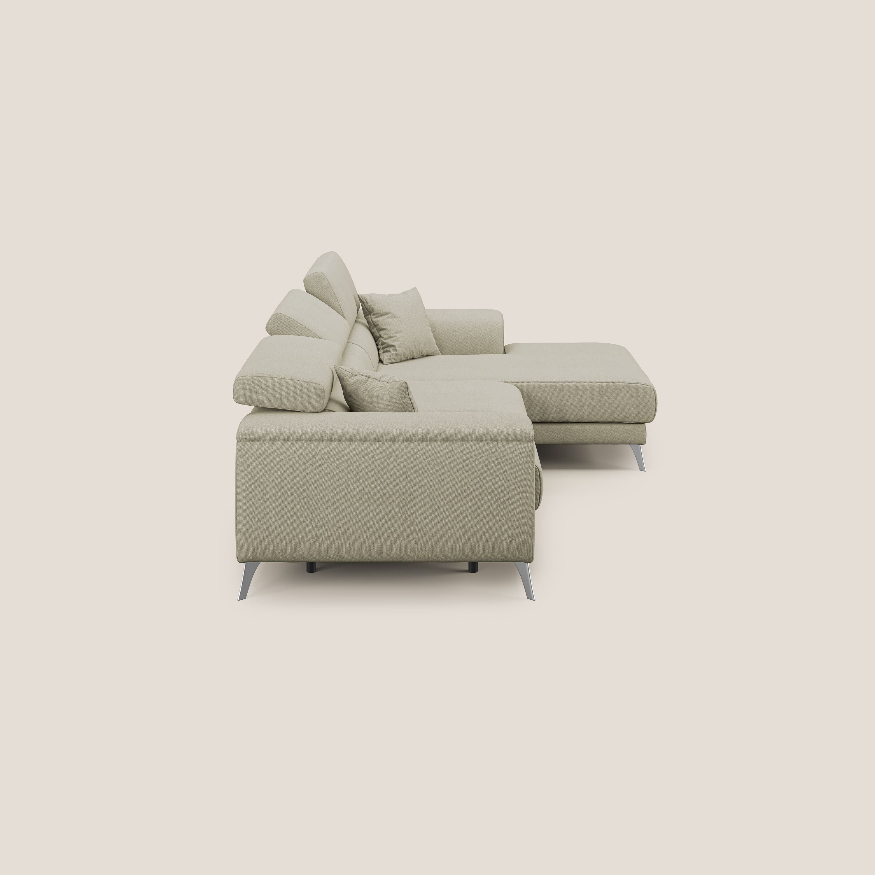 Fusion Canapé d'angle avec assises amovibles en tissu doux antitache T05 crème - Image 4