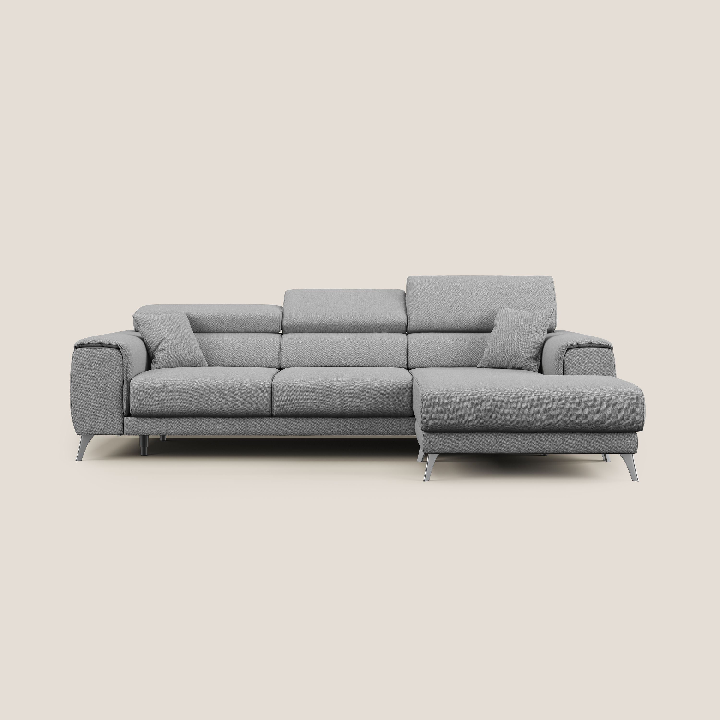 Fusion Canapé d'angle avec assises amovibles en tissu doux antitache T05 gris