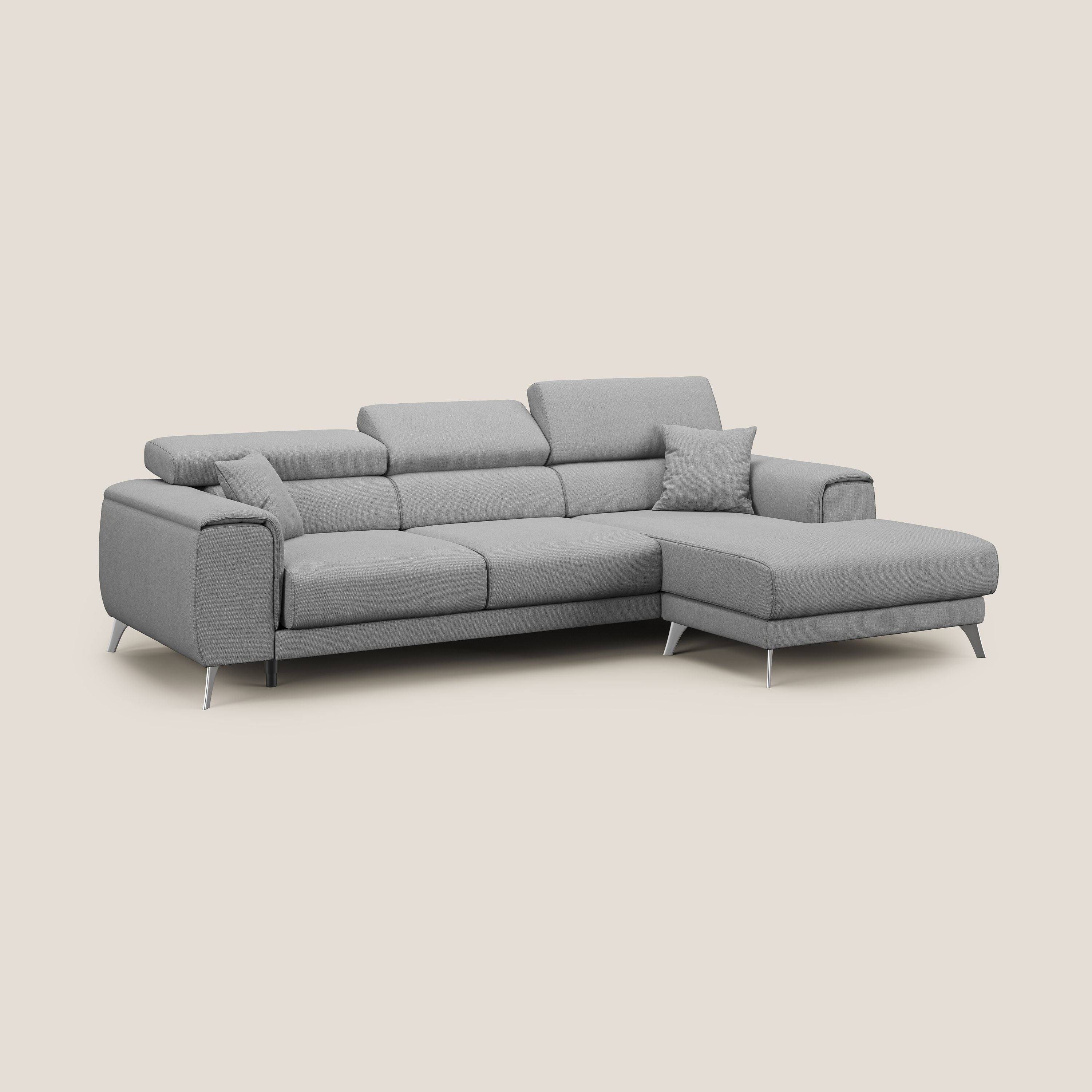 Fusion Canapé d'angle avec assises amovibles en tissu doux antitache T05 gris - Image 3
