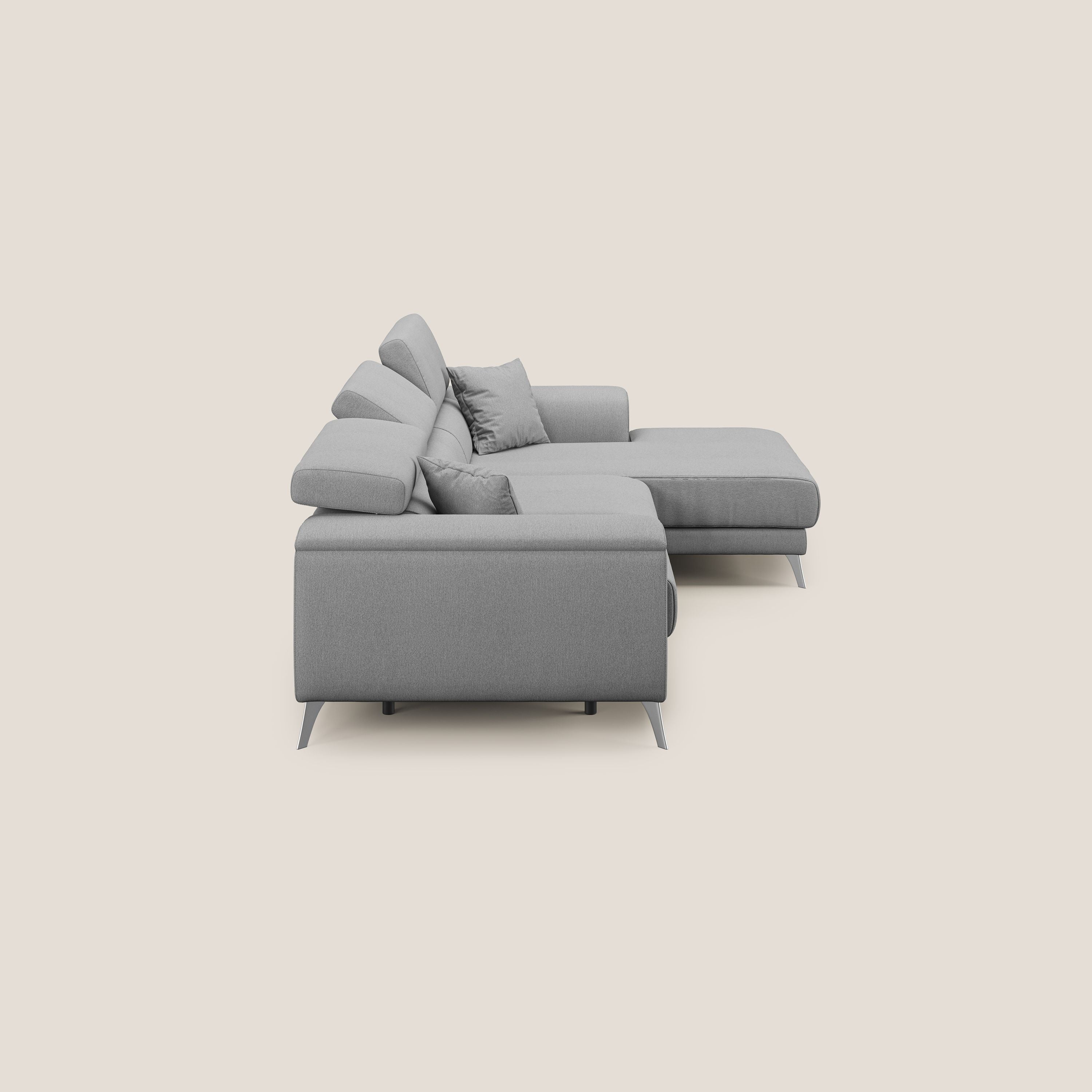 Fusion Canapé d'angle avec assises amovibles en tissu doux antitache T05 gris - Image 4