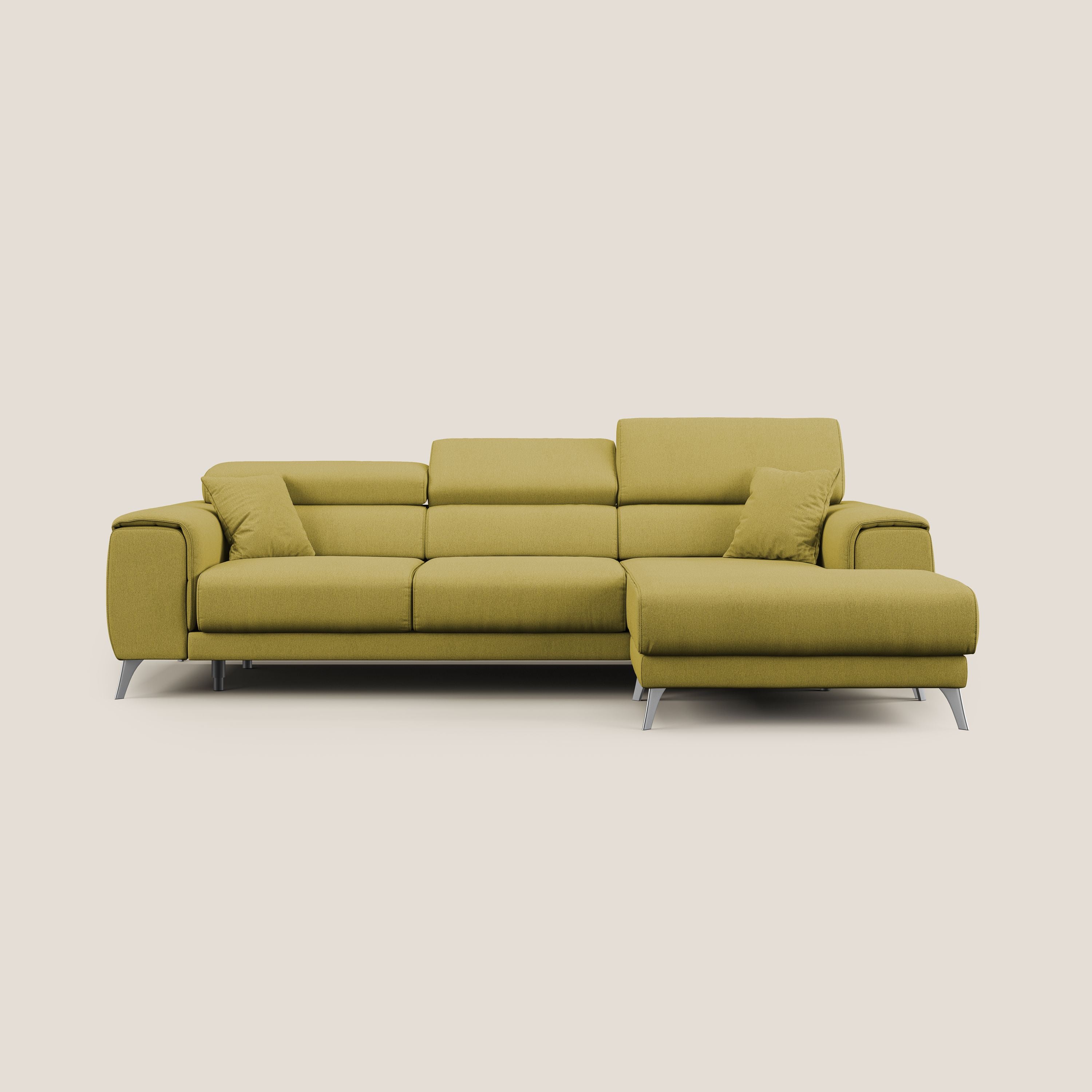 Fusion Canapé d'angle avec assises amovibles en tissu doux antitache T05 jaune