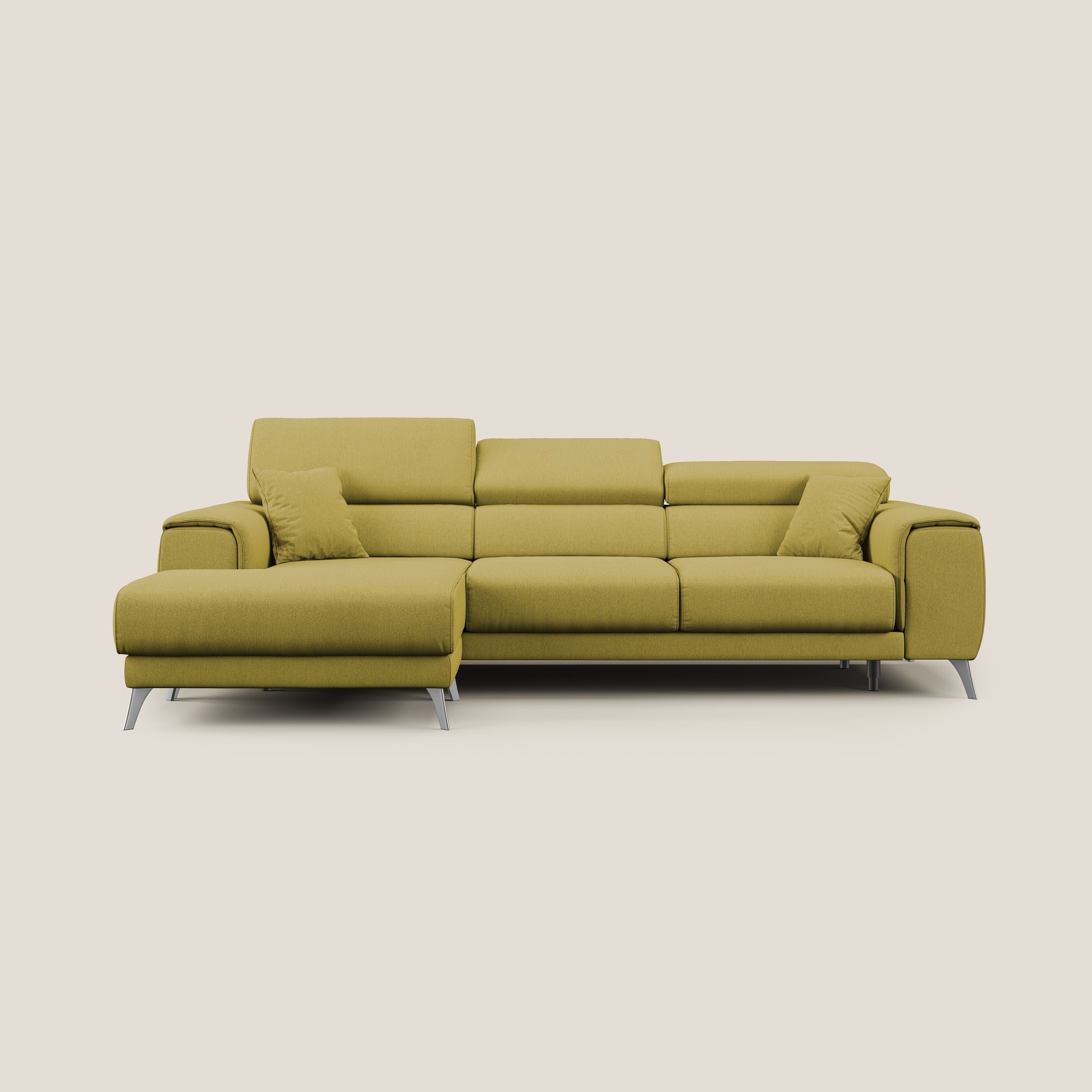 Fusion Canapé d'angle avec assises amovibles en tissu doux antitache T05 jaune - Image 10