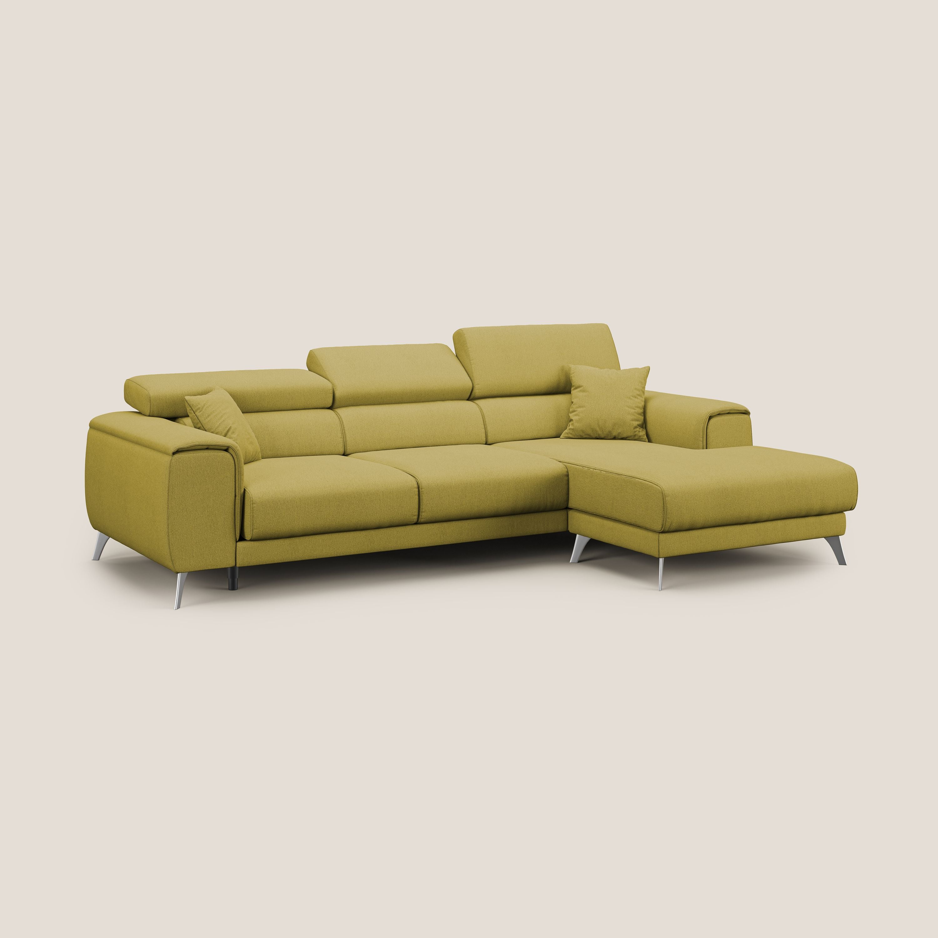 Fusion Canapé d'angle avec assises amovibles en tissu doux antitache T05 jaune - Image 3