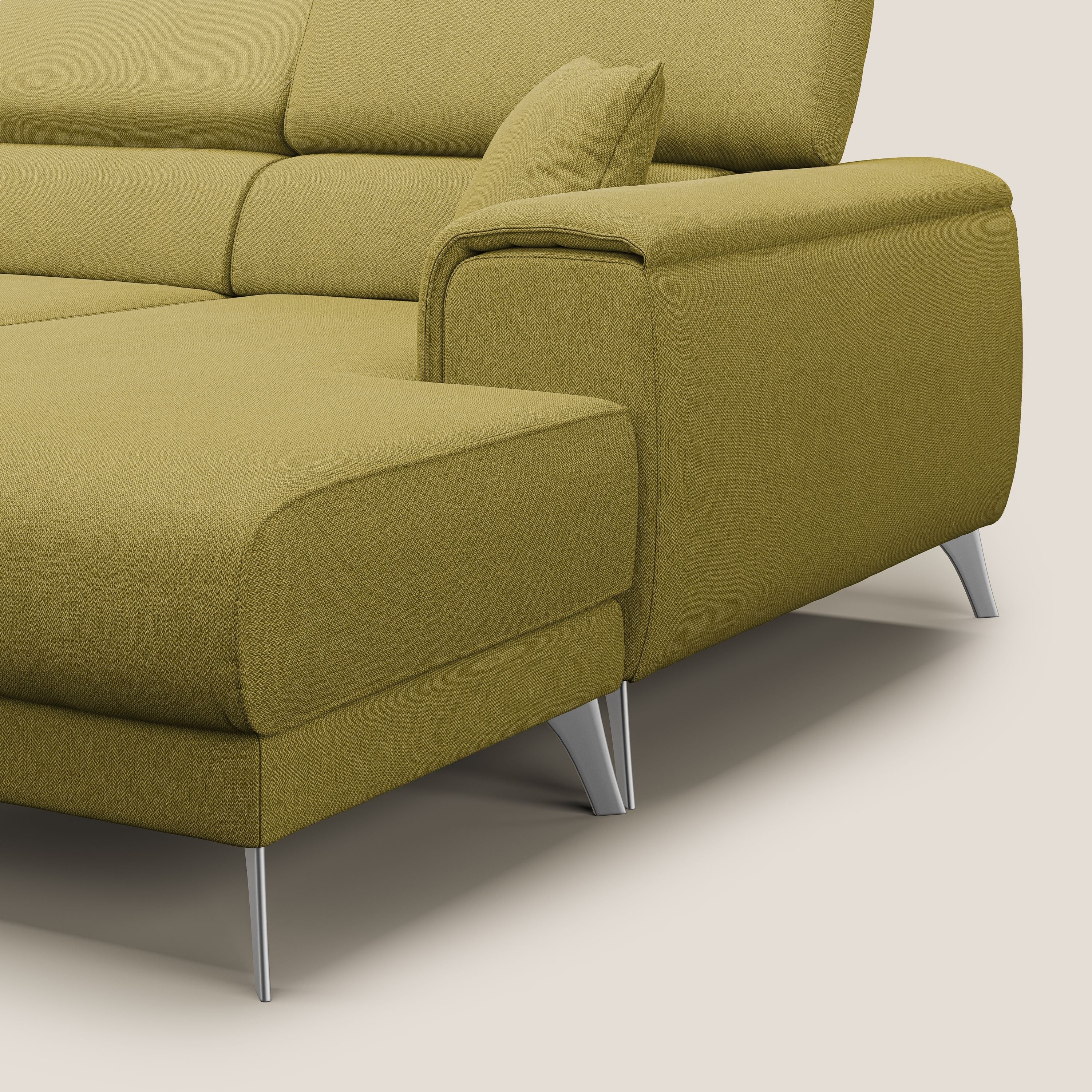 Fusion Canapé d'angle avec assises amovibles en tissu doux antitache T05 jaune - Image 8