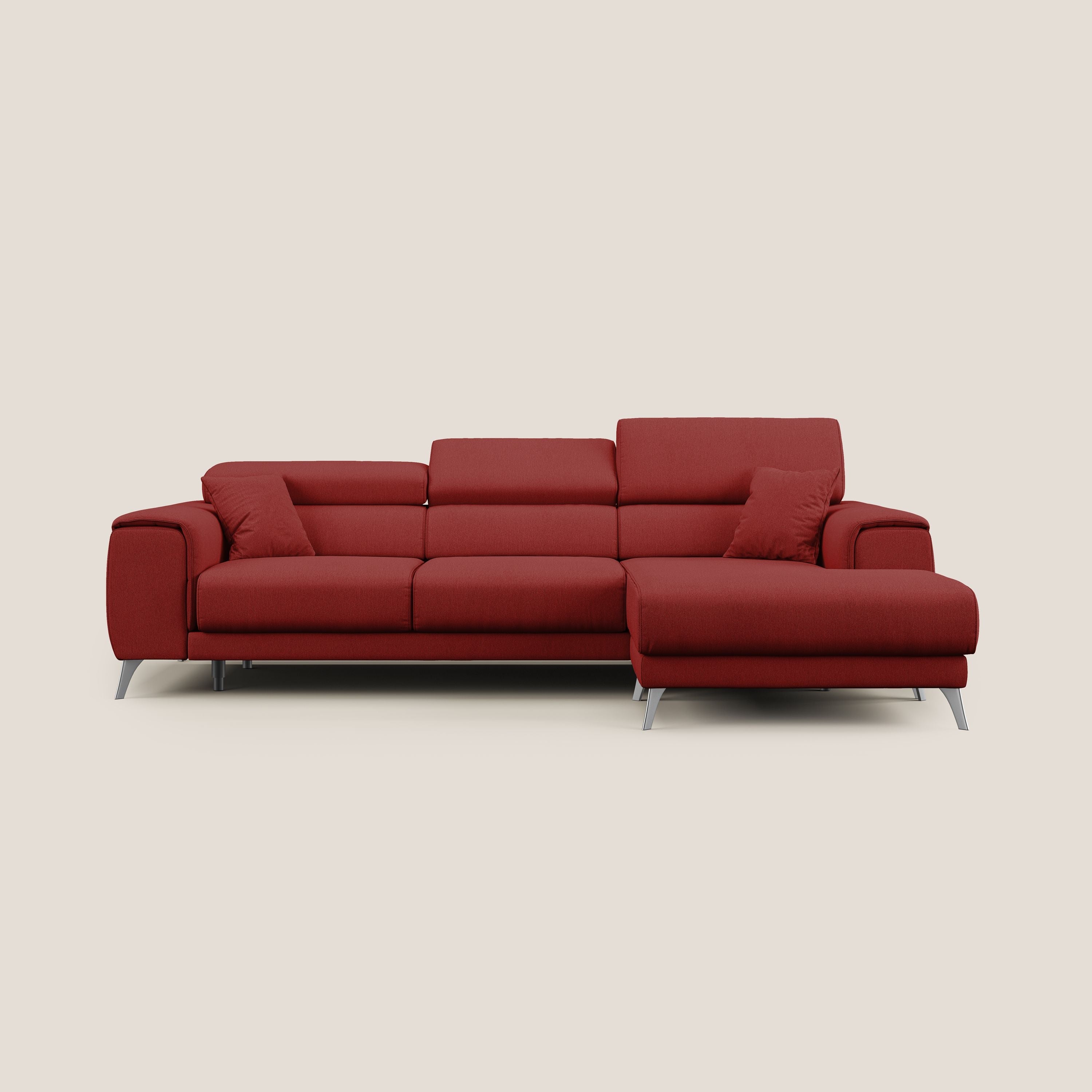 Fusion Canapé d'angle avec assises amovibles en tissu doux antitache T05 rouge