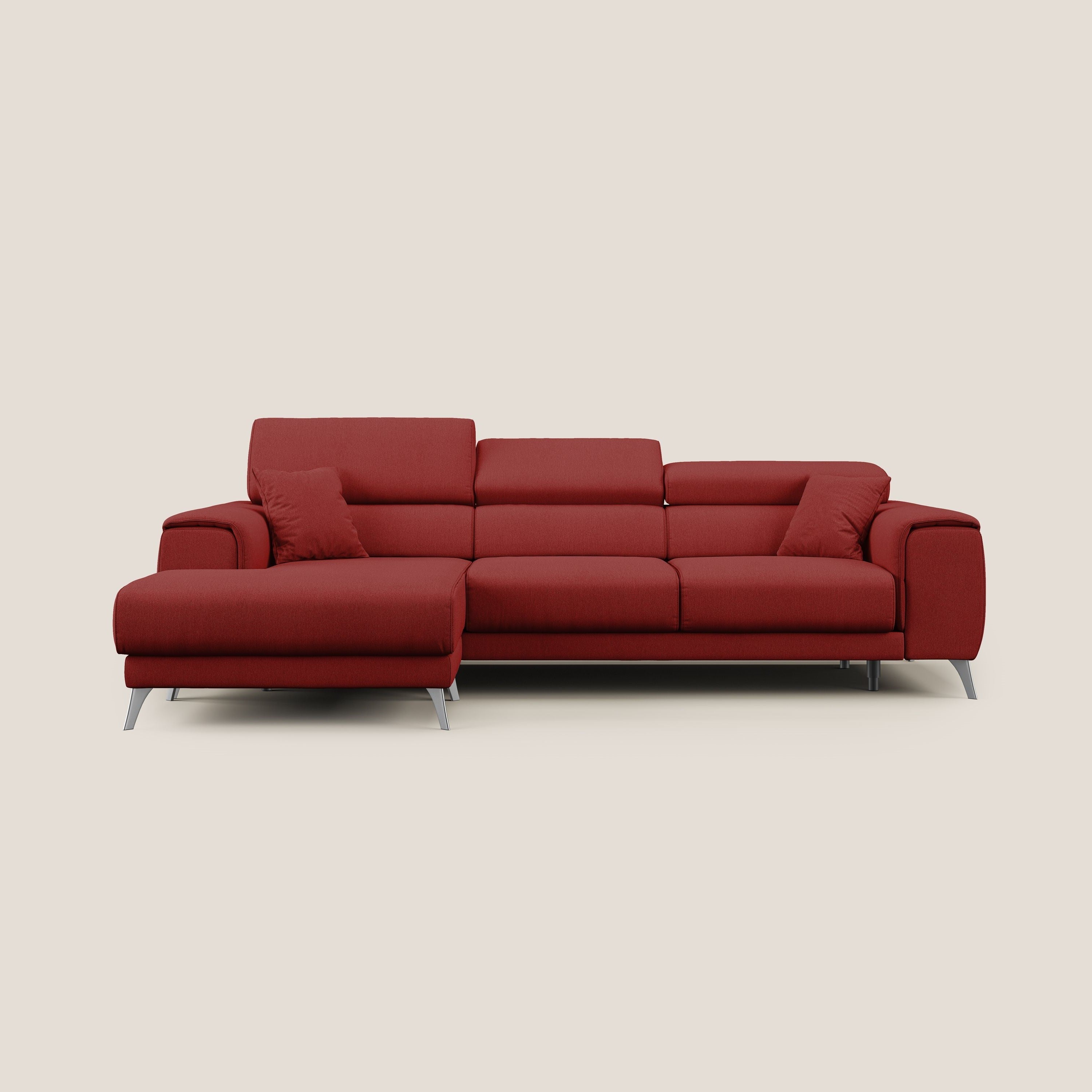 Fusion Canapé d'angle avec assises amovibles en tissu doux antitache T05 rouge - Image 10