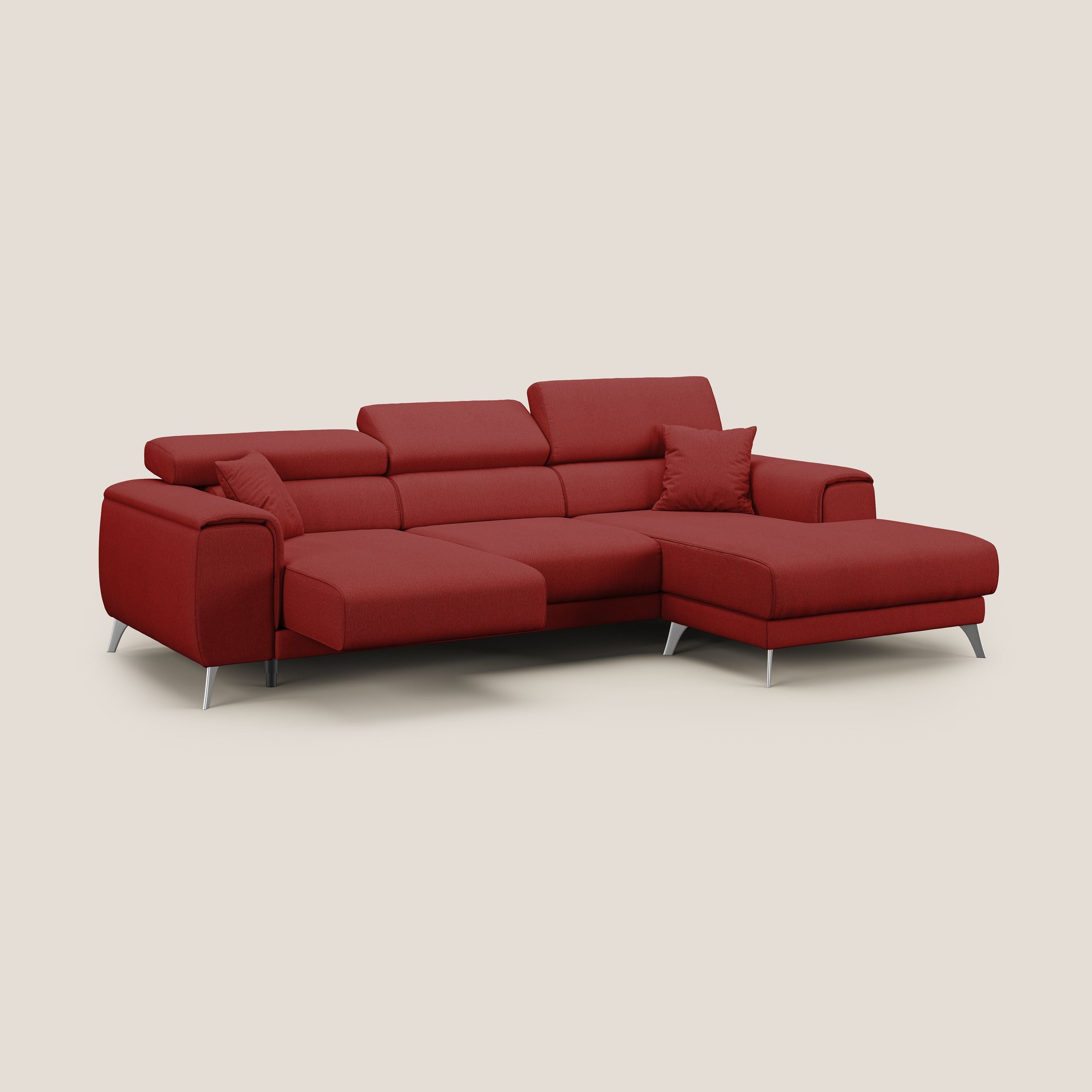 Fusion Canapé d'angle avec assises amovibles en tissu doux antitache T05 rouge - Image 2