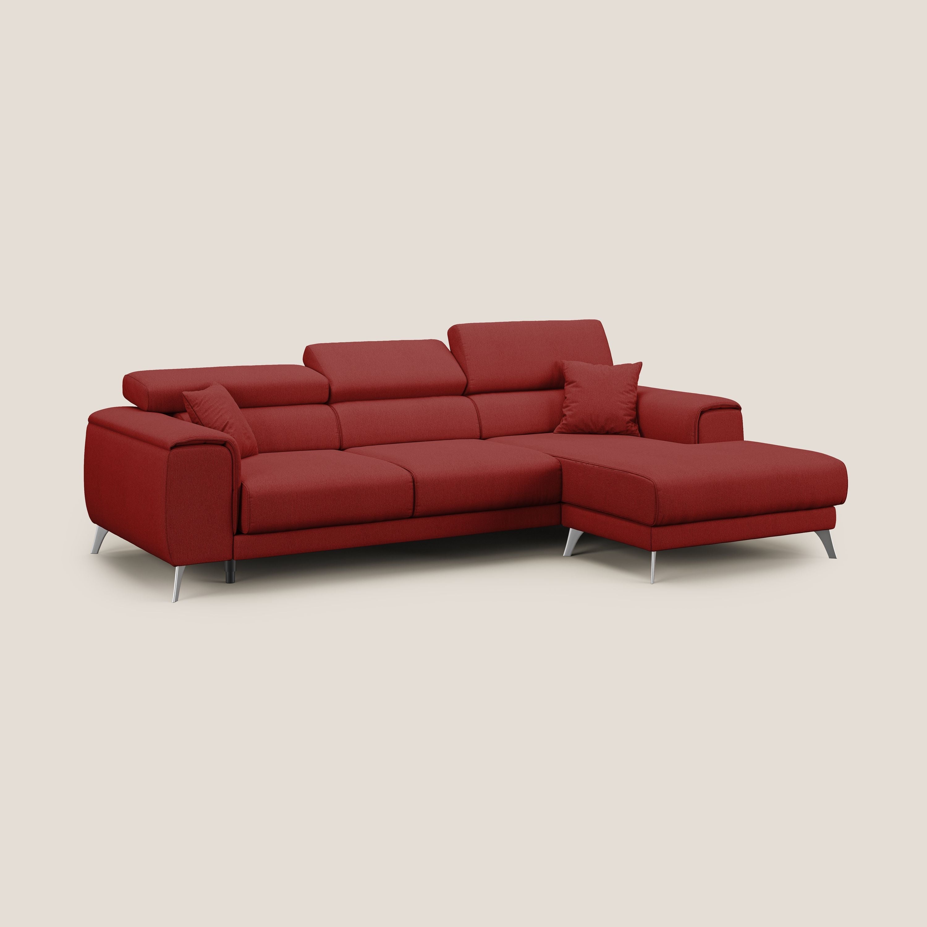 Fusion Canapé d'angle avec assises amovibles en tissu doux antitache T05 rouge - Image 3