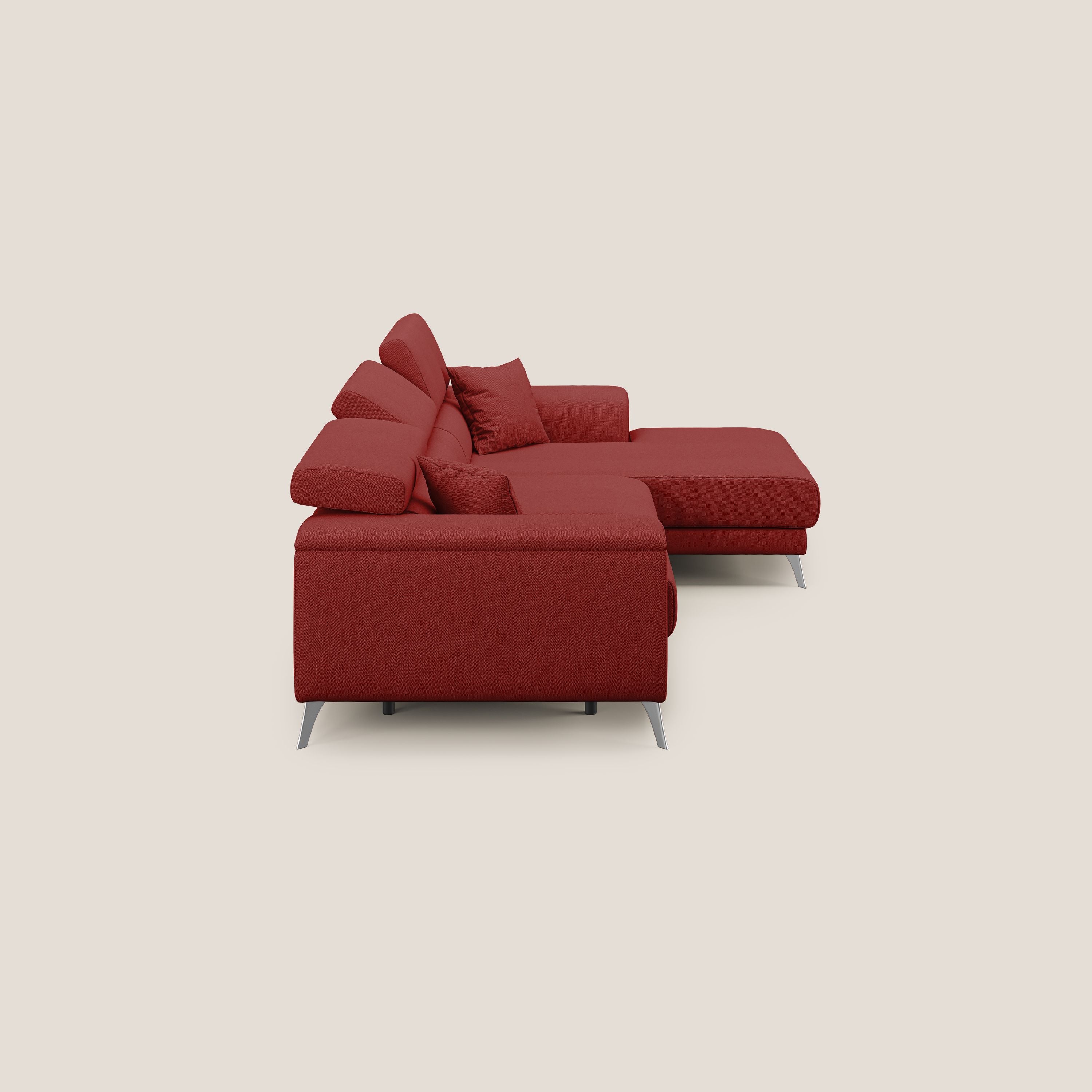 Fusion Canapé d'angle avec assises amovibles en tissu doux antitache T05 rouge - Image 4