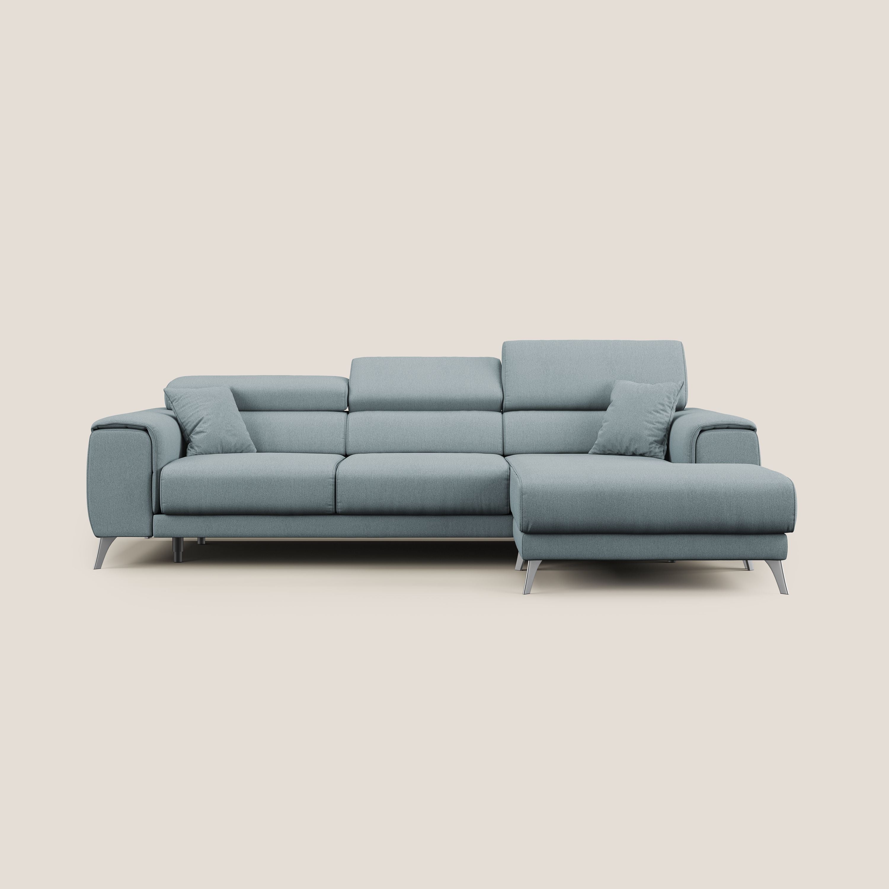 Fusion Canapé d'angle avec assises amovibles en tissu doux antitache T05 sucre glace