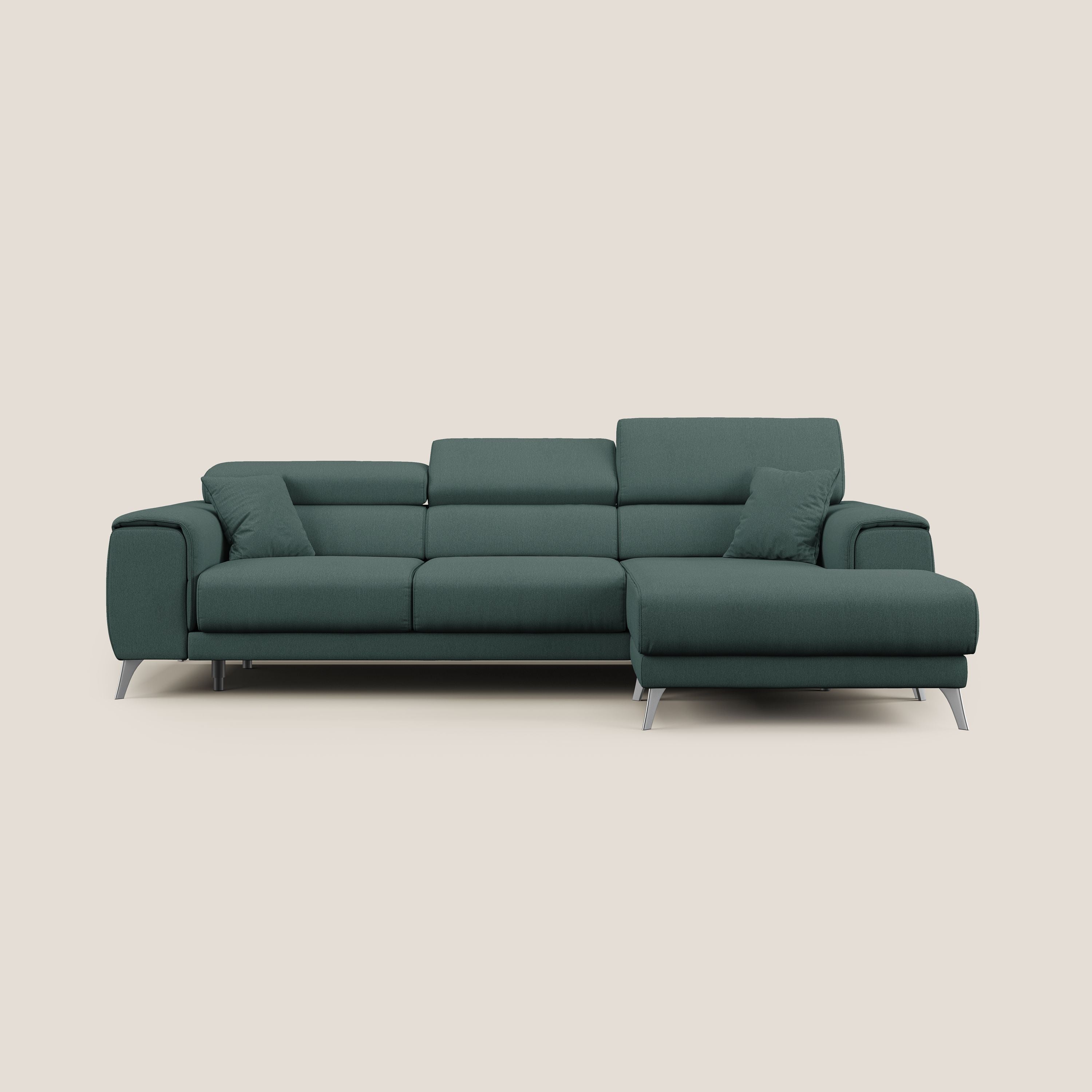 Fusion Canapé d'angle avec assises amovibles en tissu doux antitache T05 vert