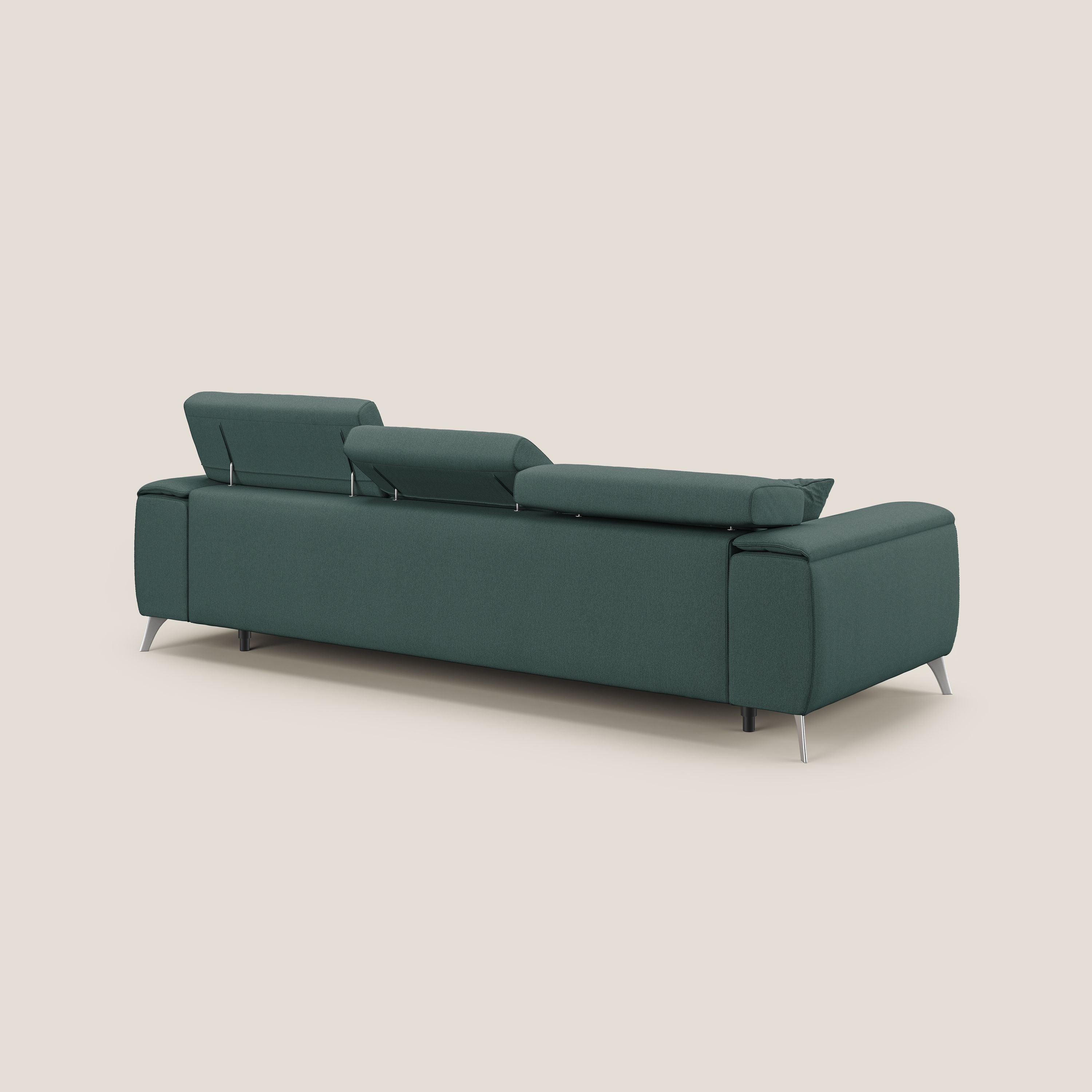 Fusion Canapé d'angle avec assises amovibles en tissu doux antitache T05 vert - Image 5
