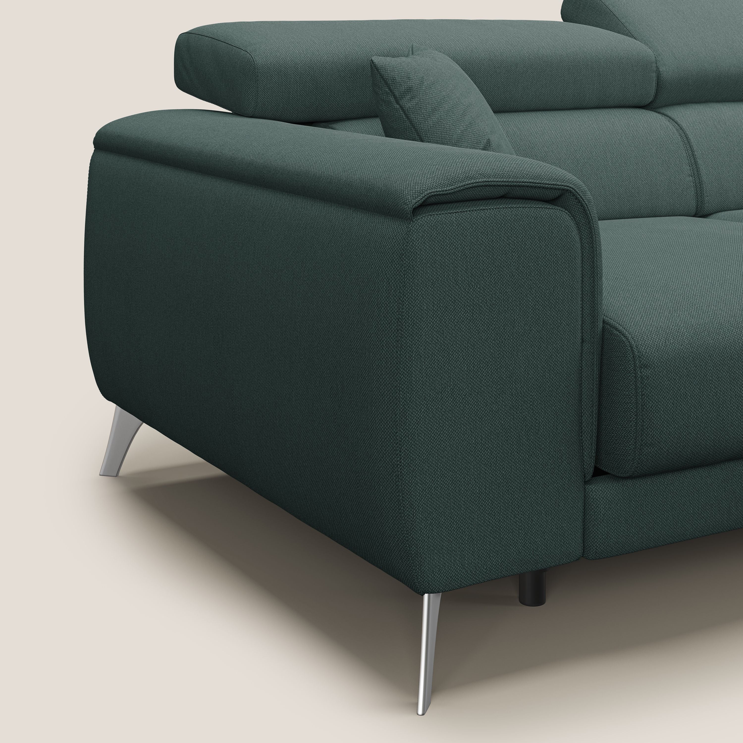 Fusion Canapé d'angle avec assises amovibles en tissu doux antitache T05 vert - Image 6