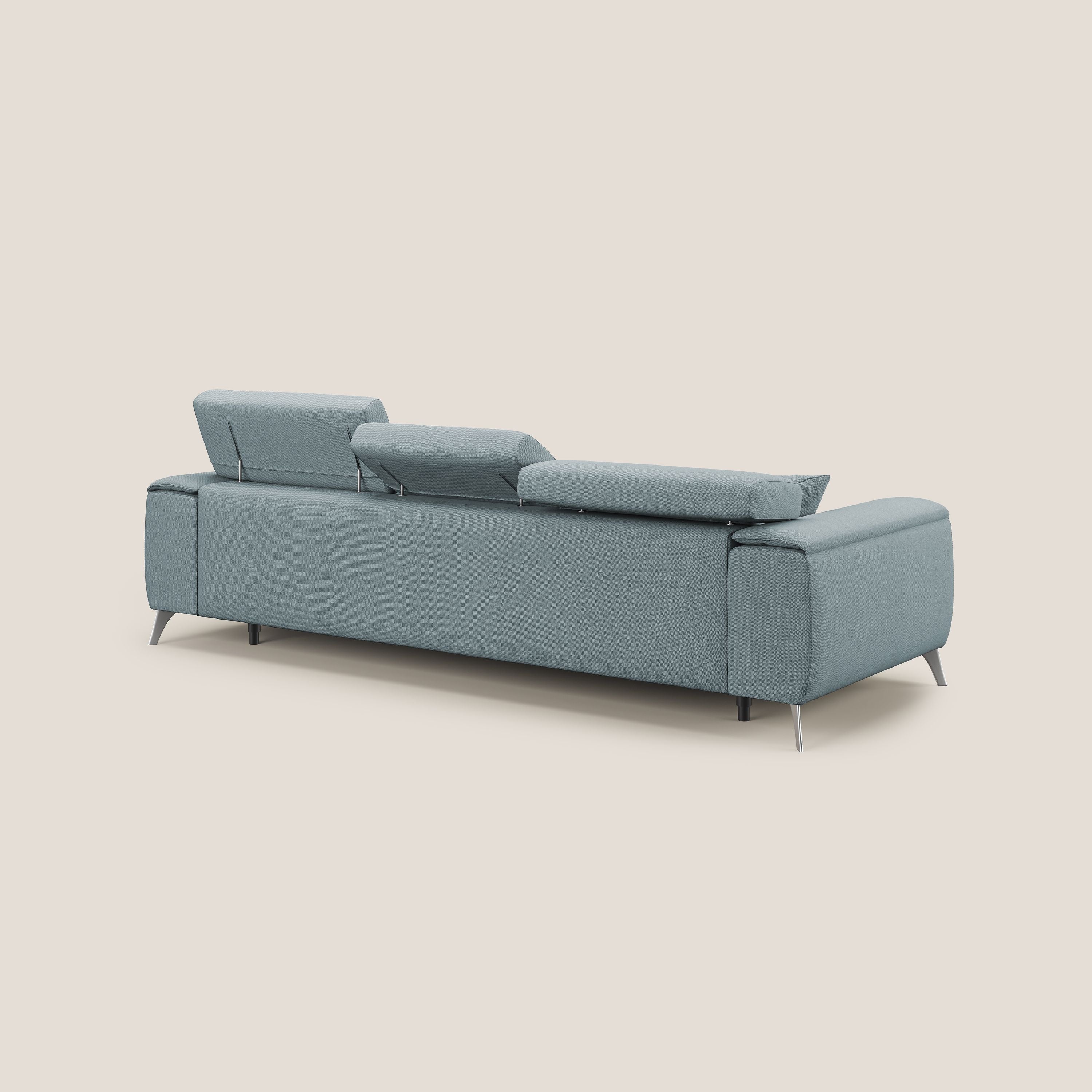 Fusion Canapé avec 3 assises coulissantes en tissu doux antitache T05 bleu gris - Image 5