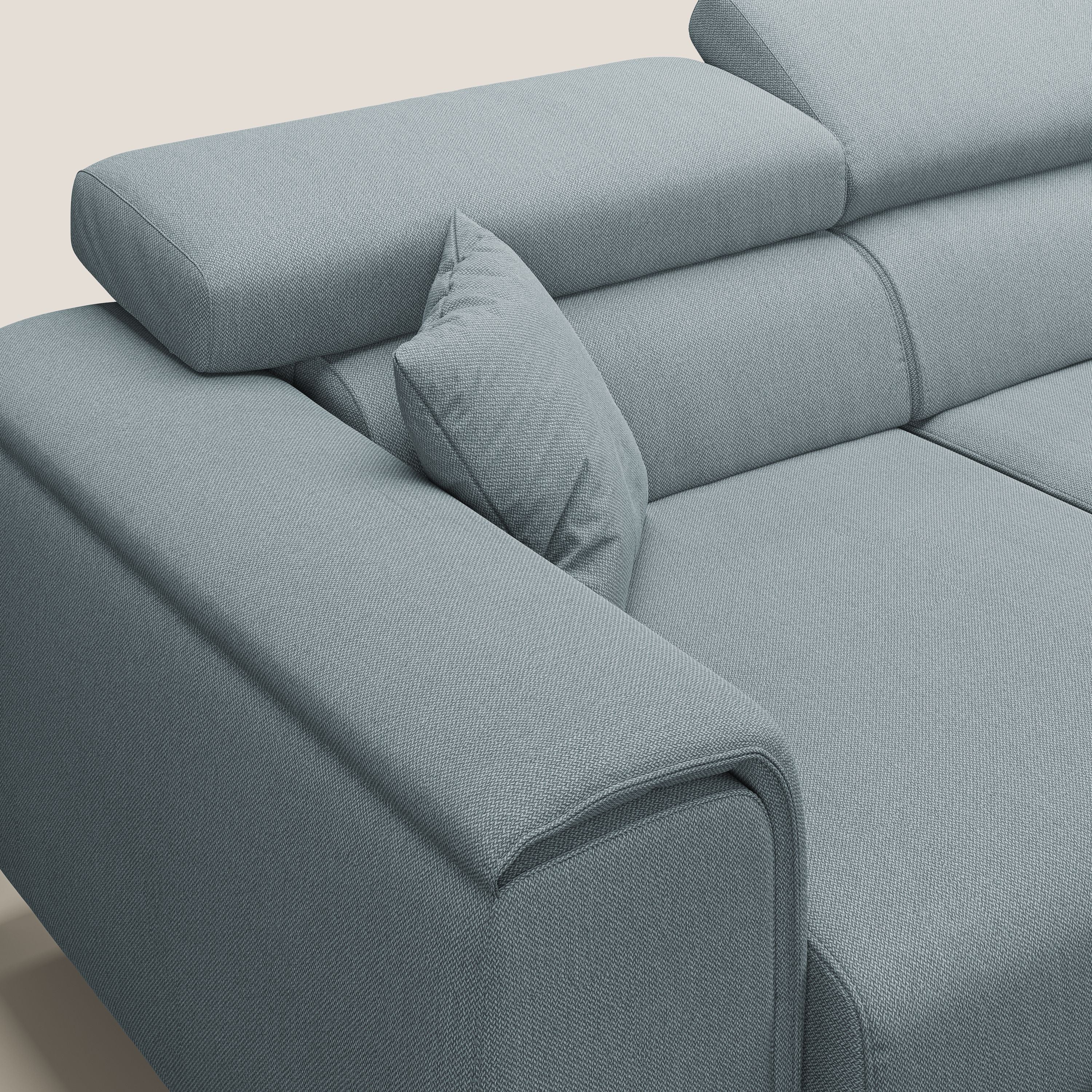 Fusion Canapé avec 3 assises coulissantes en tissu doux antitache T05 bleu gris - Image 6