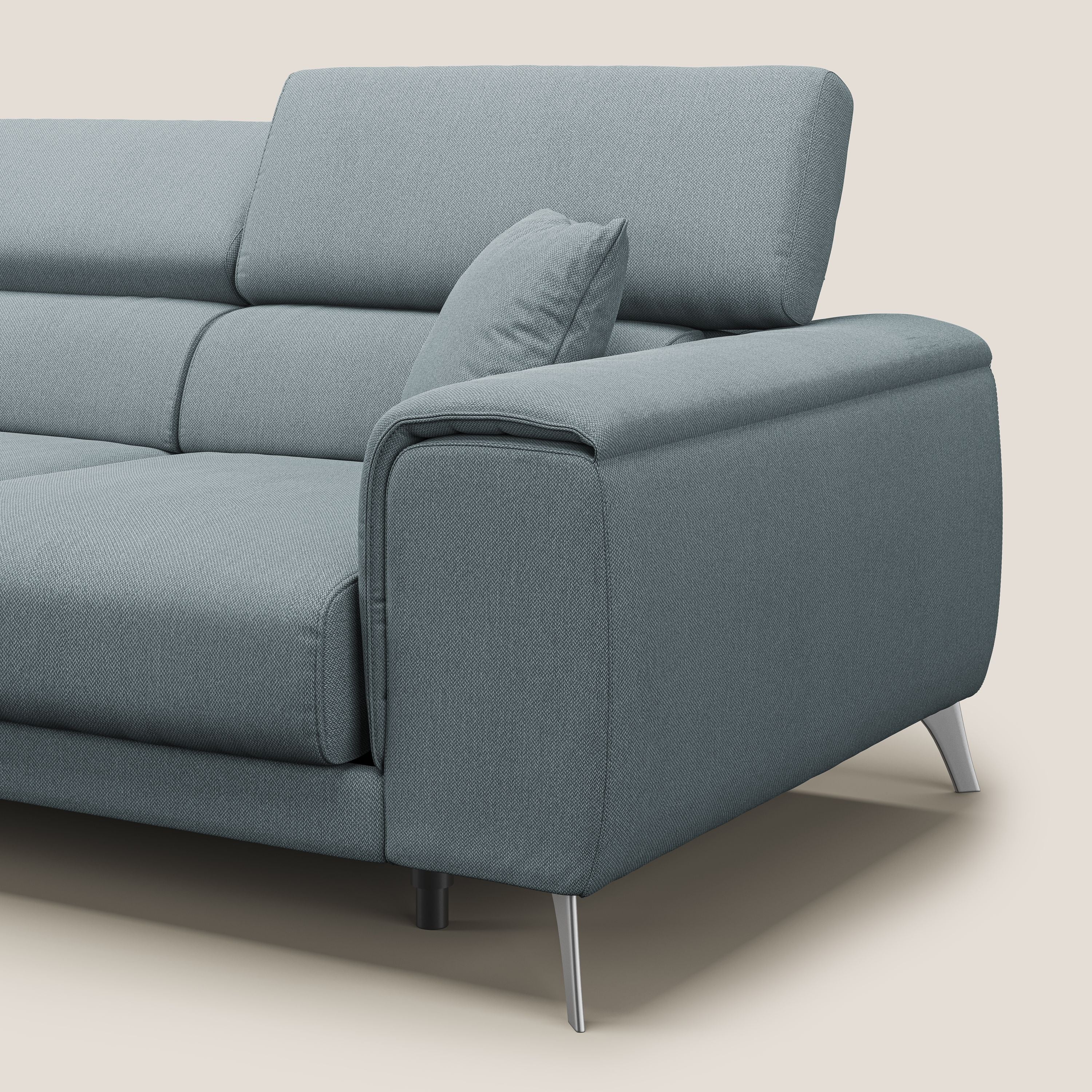 Fusion Canapé avec 3 assises coulissantes en tissu doux antitache T05 bleu gris - Image 8