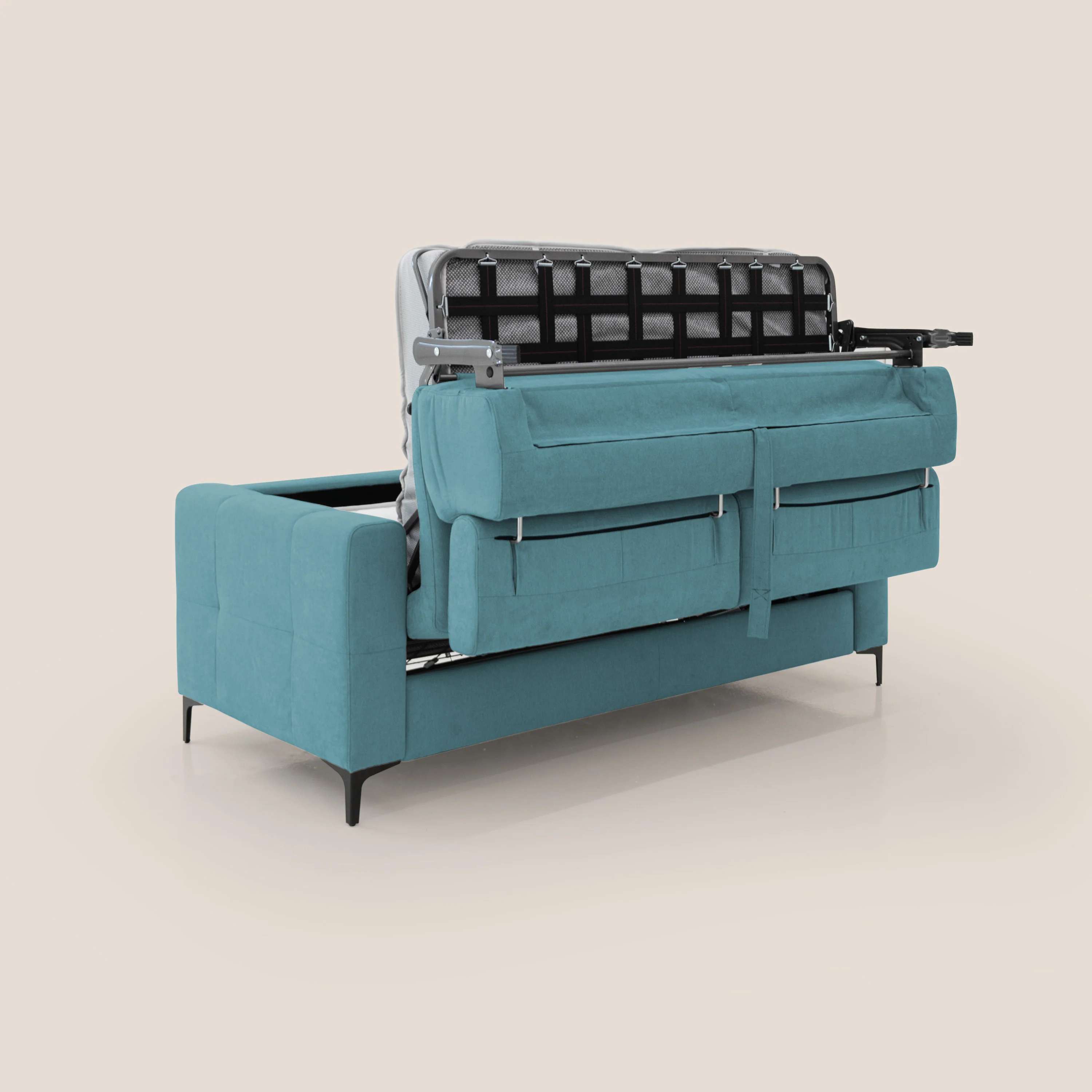 Gardenia canapé convertible matelas H 18cm avec têtières réglables et revêtement imperméable T02 bleu ciel - Image 4
