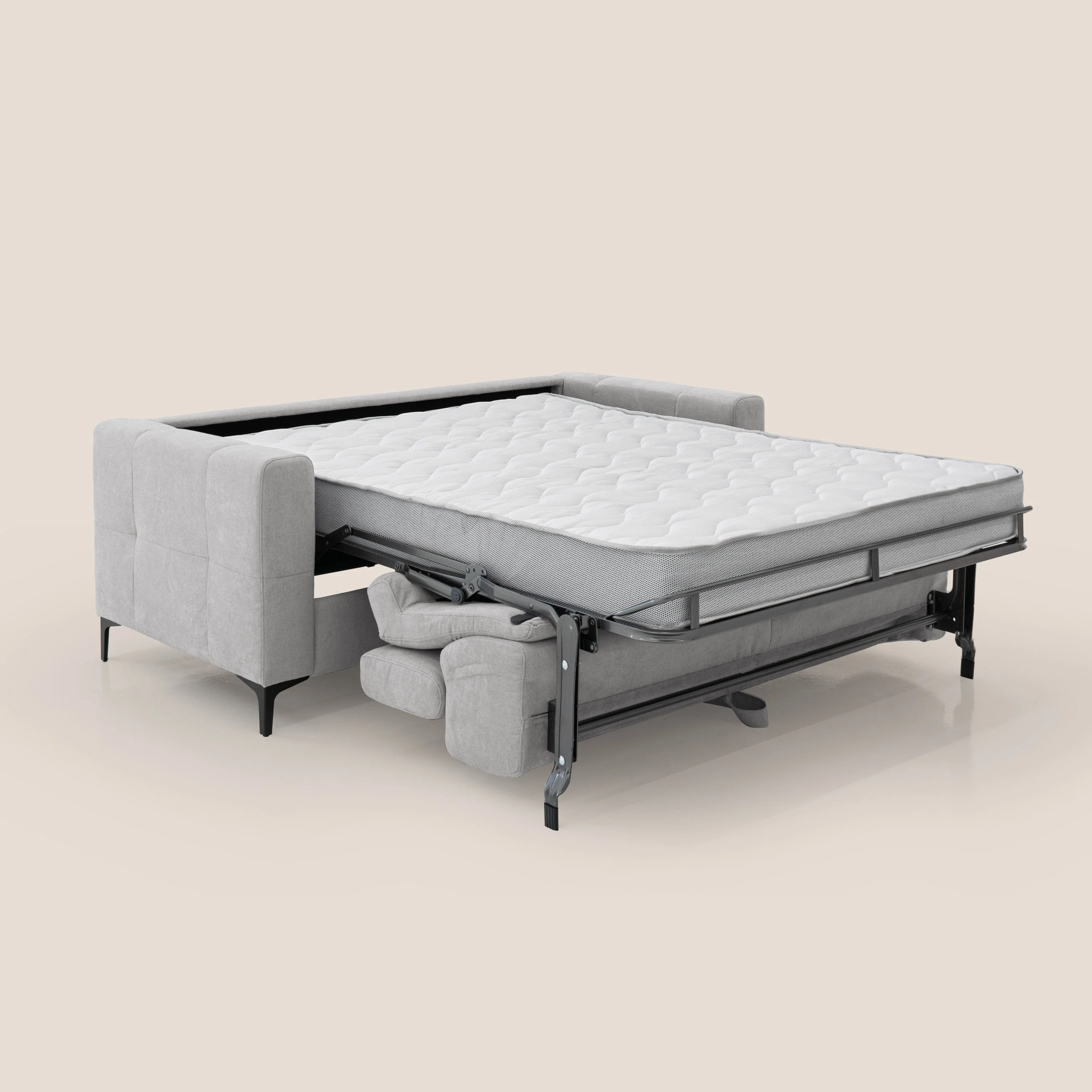 Gardenia canapé convertible matelas H 18cm avec têtières réglables et revêtement imperméable T02 gris clair - Image 2