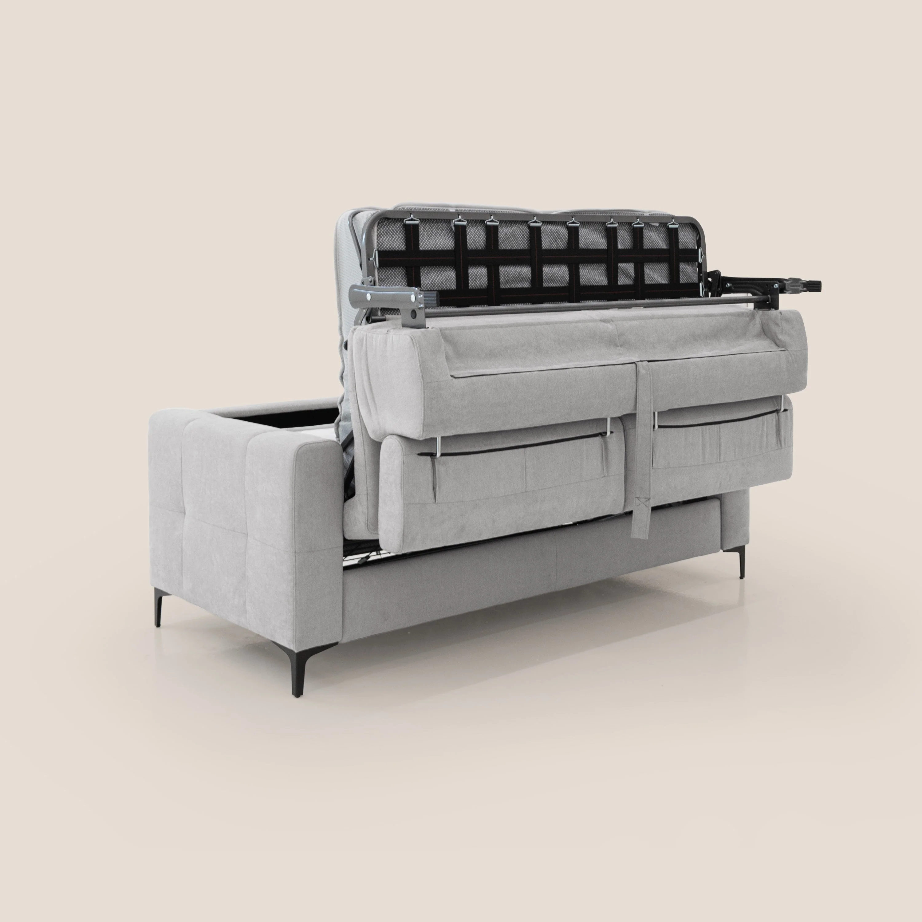 Gardenia canapé convertible matelas H 18cm avec têtières réglables et revêtement imperméable T02 gris clair - Image 4