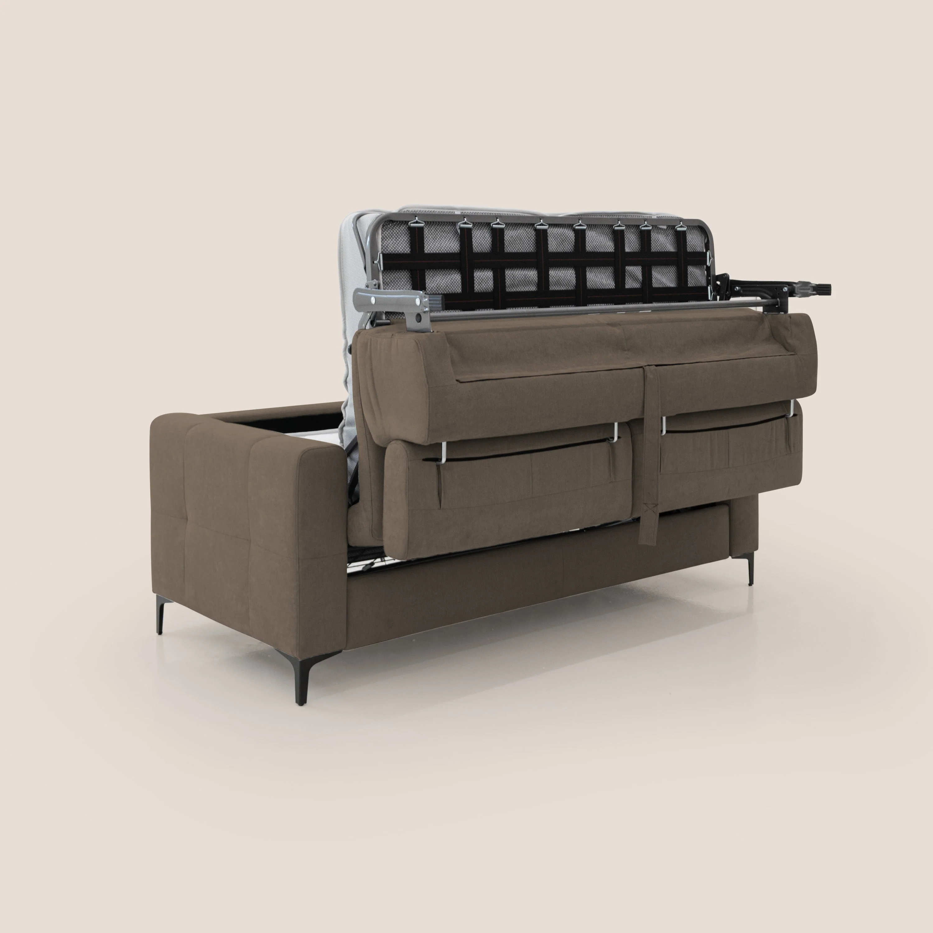 Gardenia canapé convertible matelas H 18cm avec têtières réglables et revêtement imperméable T02 marron - Image 4