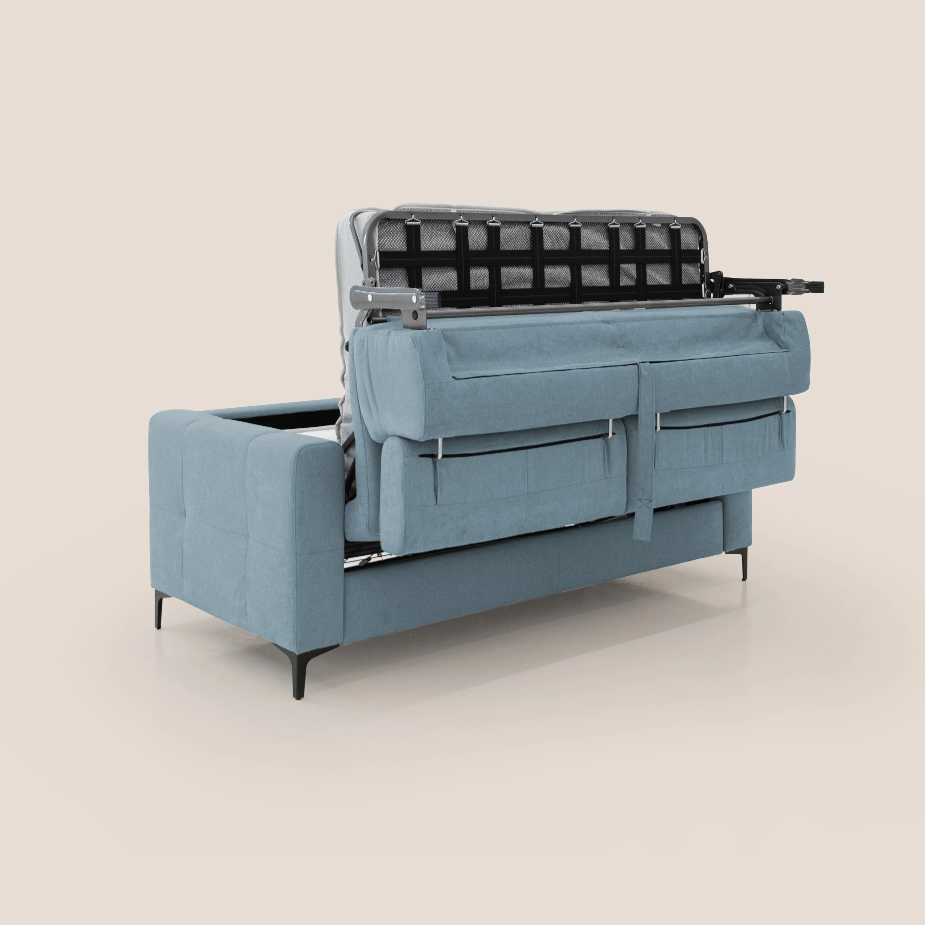 Gardenia canapĂ© convertible matelas H 18cm avec tĂȘtiĂšres rĂ©glables et revĂȘtement impermĂ©able T02 sucre glace - Image 4