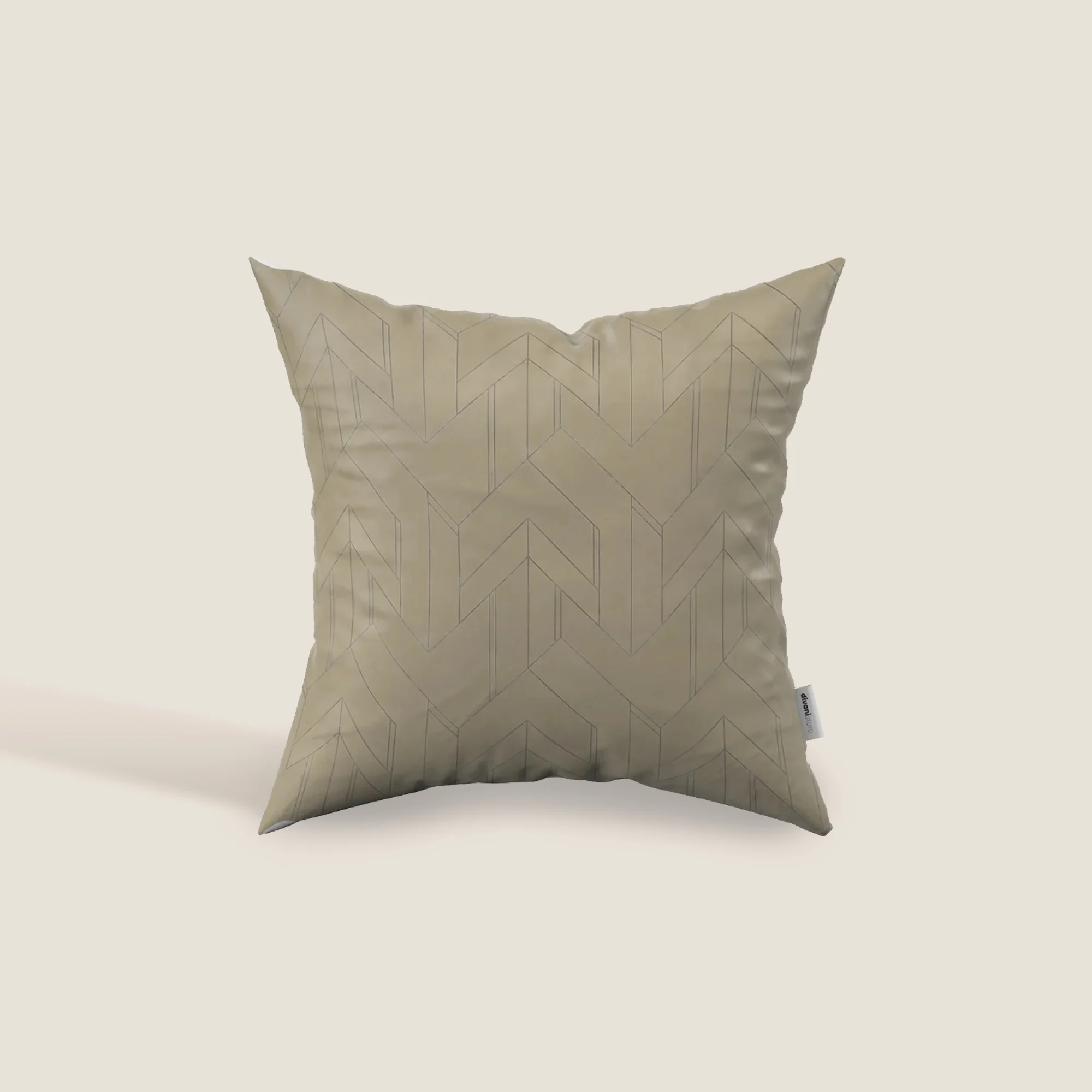 Geometrica coussins à fantaisie géométrique en velours imperméable beige