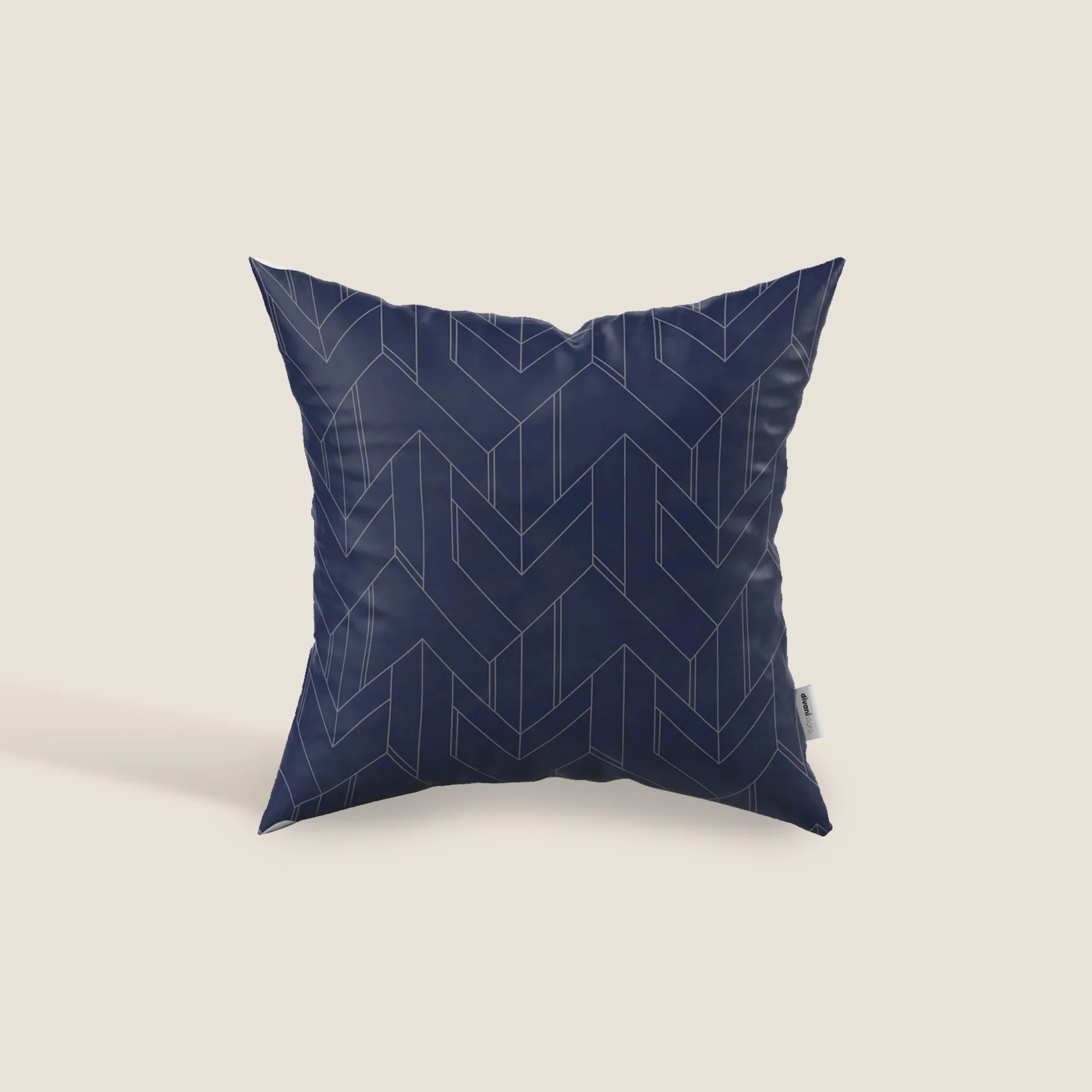 Geometrica coussins à fantaisie géométrique en velours imperméable bleu