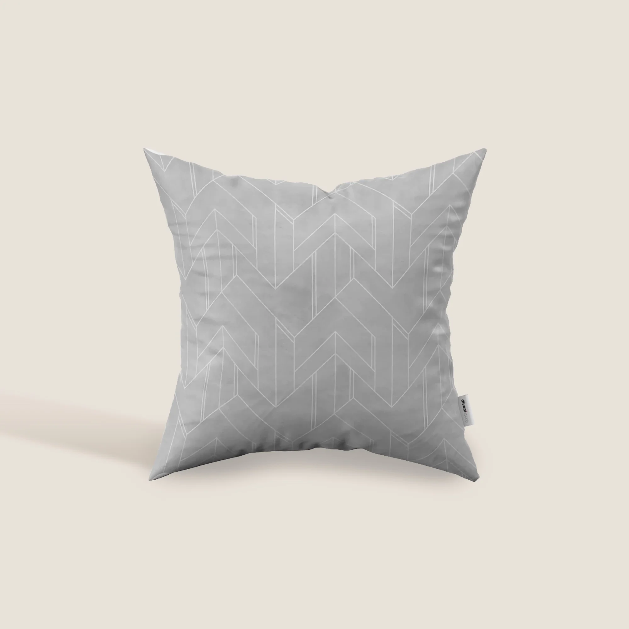 Geometrica coussins à fantaisie géométrique en velours imperméable gris