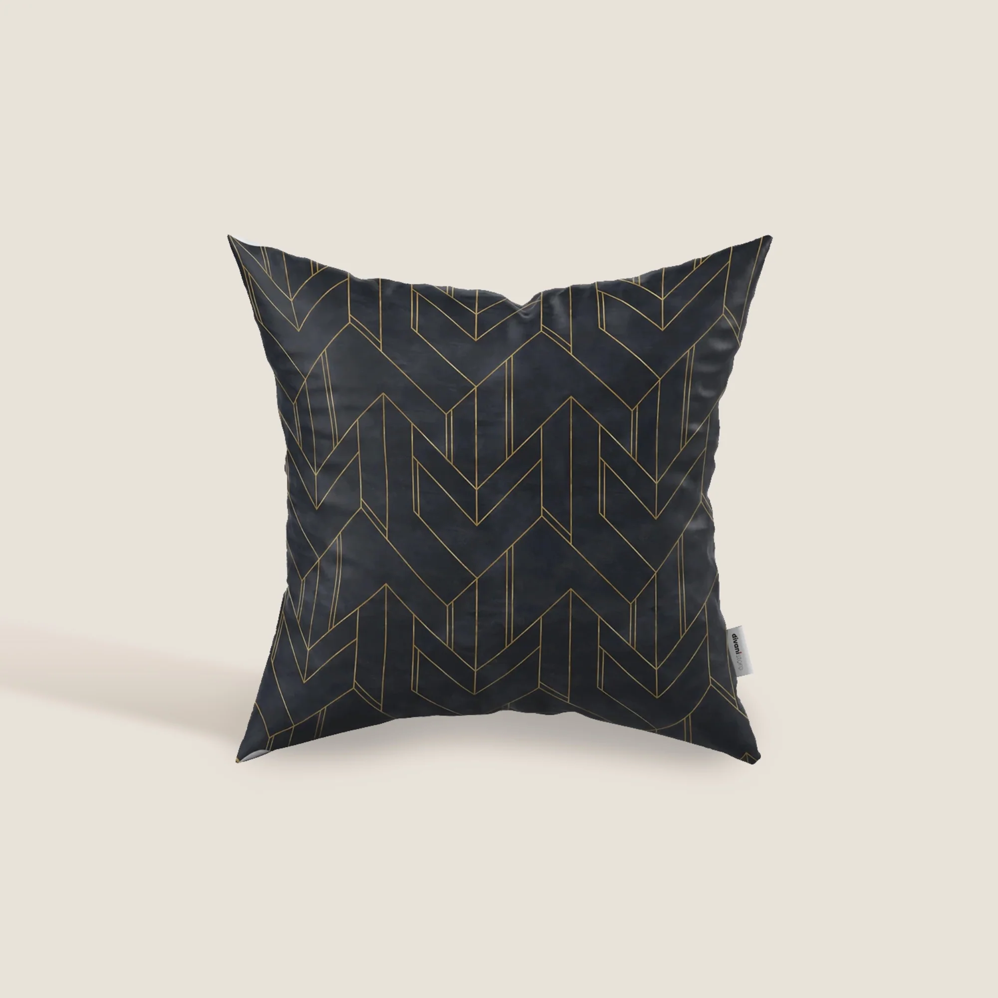 Geometrica coussins à fantaisie géométrique en velours imperméable noir