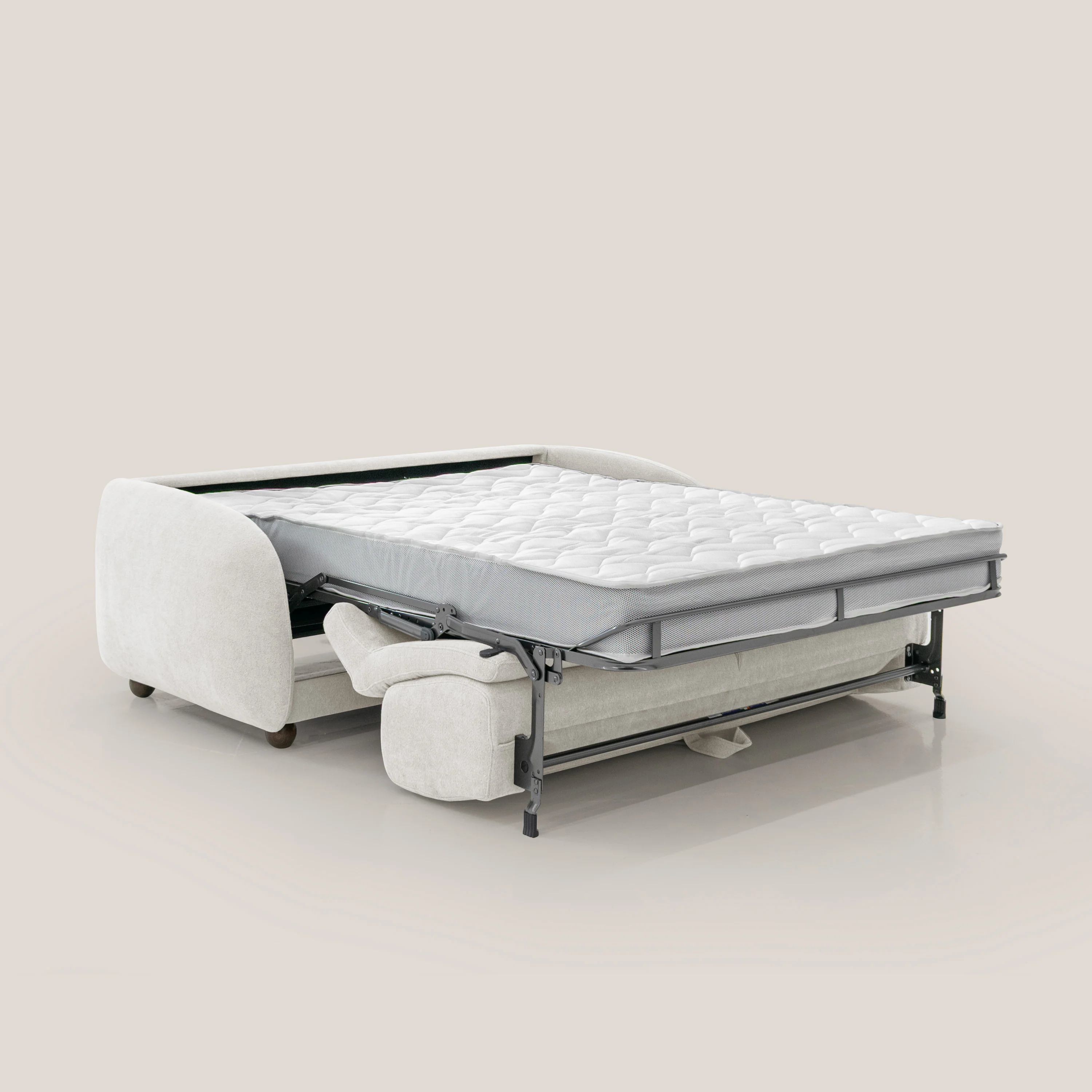 Giglio canapé convertible Japandi avec matelas H 18cm en bouclette imperméable T07 blanc - Image 2